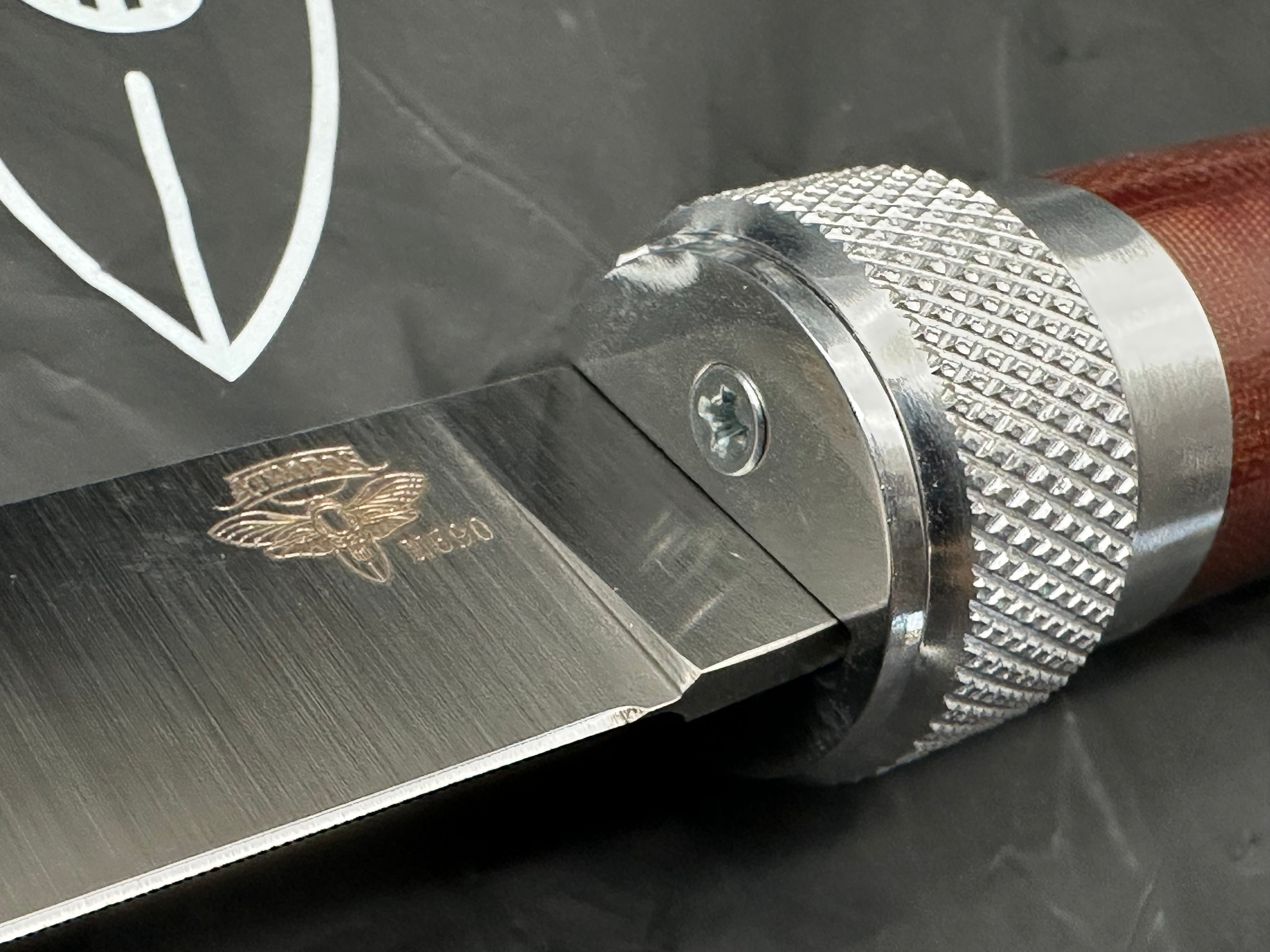 Atropos Knife - Fortel "Fisherman"/Aluminum Screw Latch Bolsters & Wood + Russian Micarta Handles