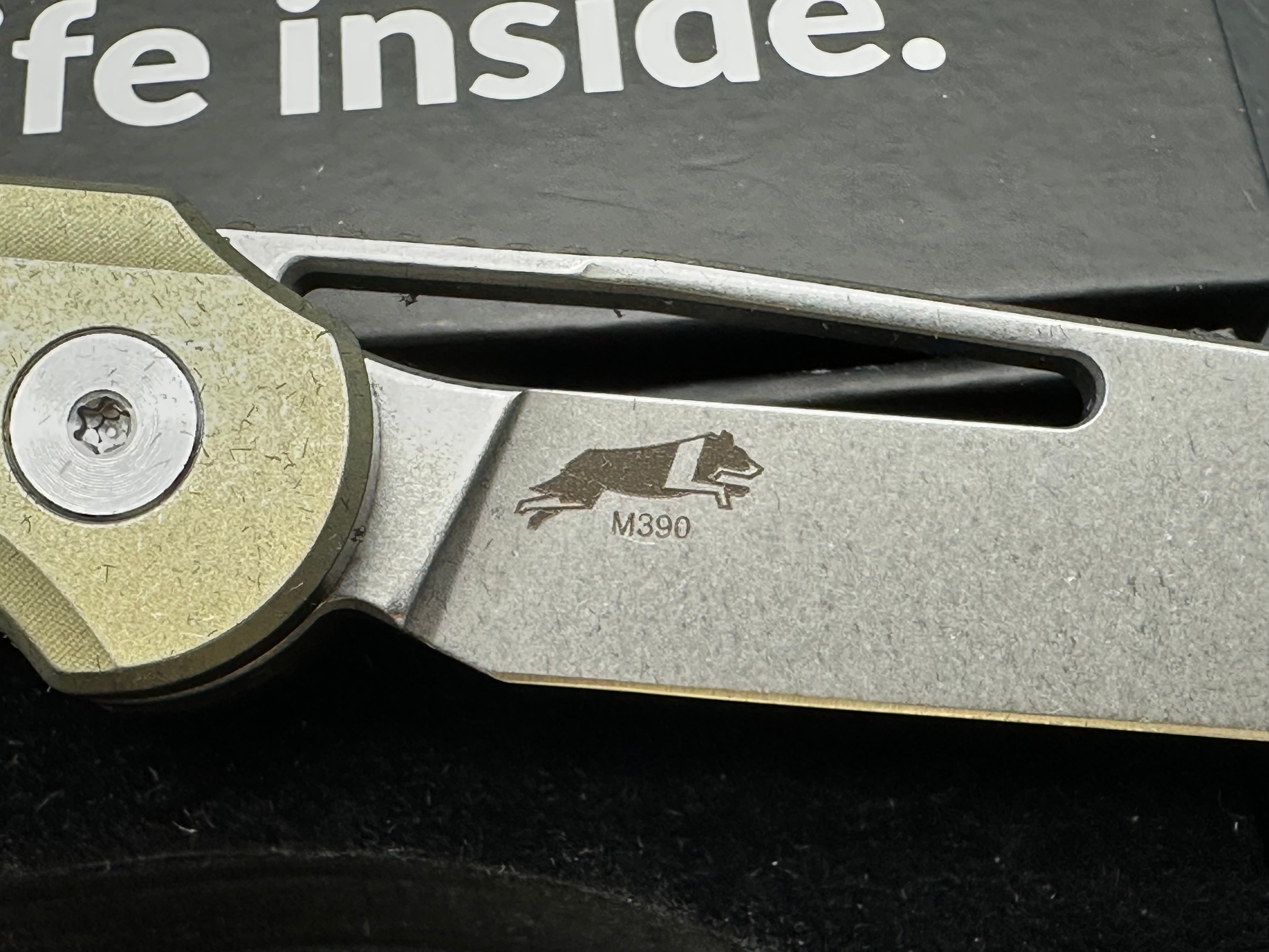 Boos Blades Smoke 2.0: 3.5 inch drop point Bohler M390 blade. Anodized bronze handle