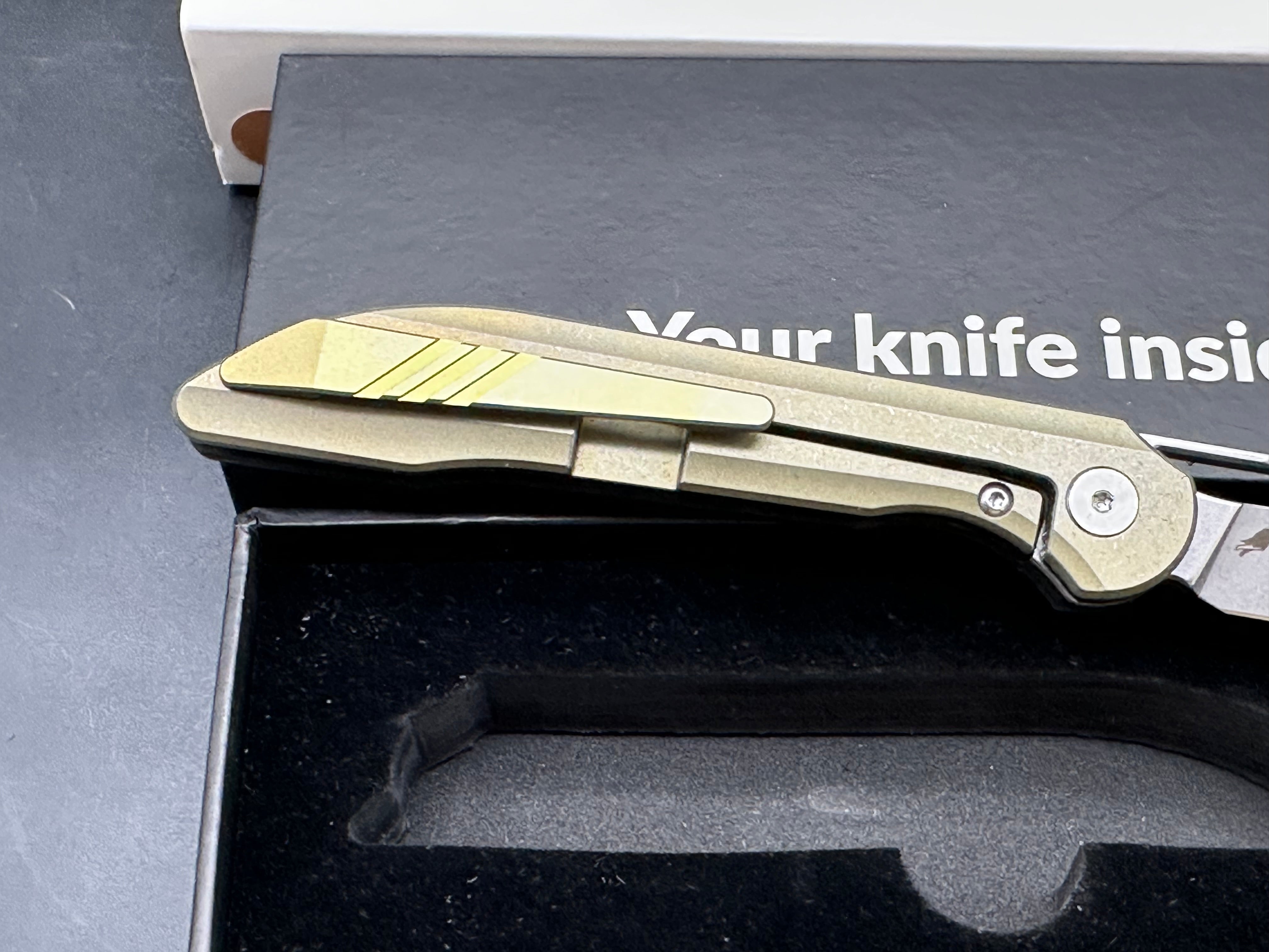 Boos Blades Smoke 2.0: 3.5 inch drop point Bohler M390 blade. Anodized bronze handle