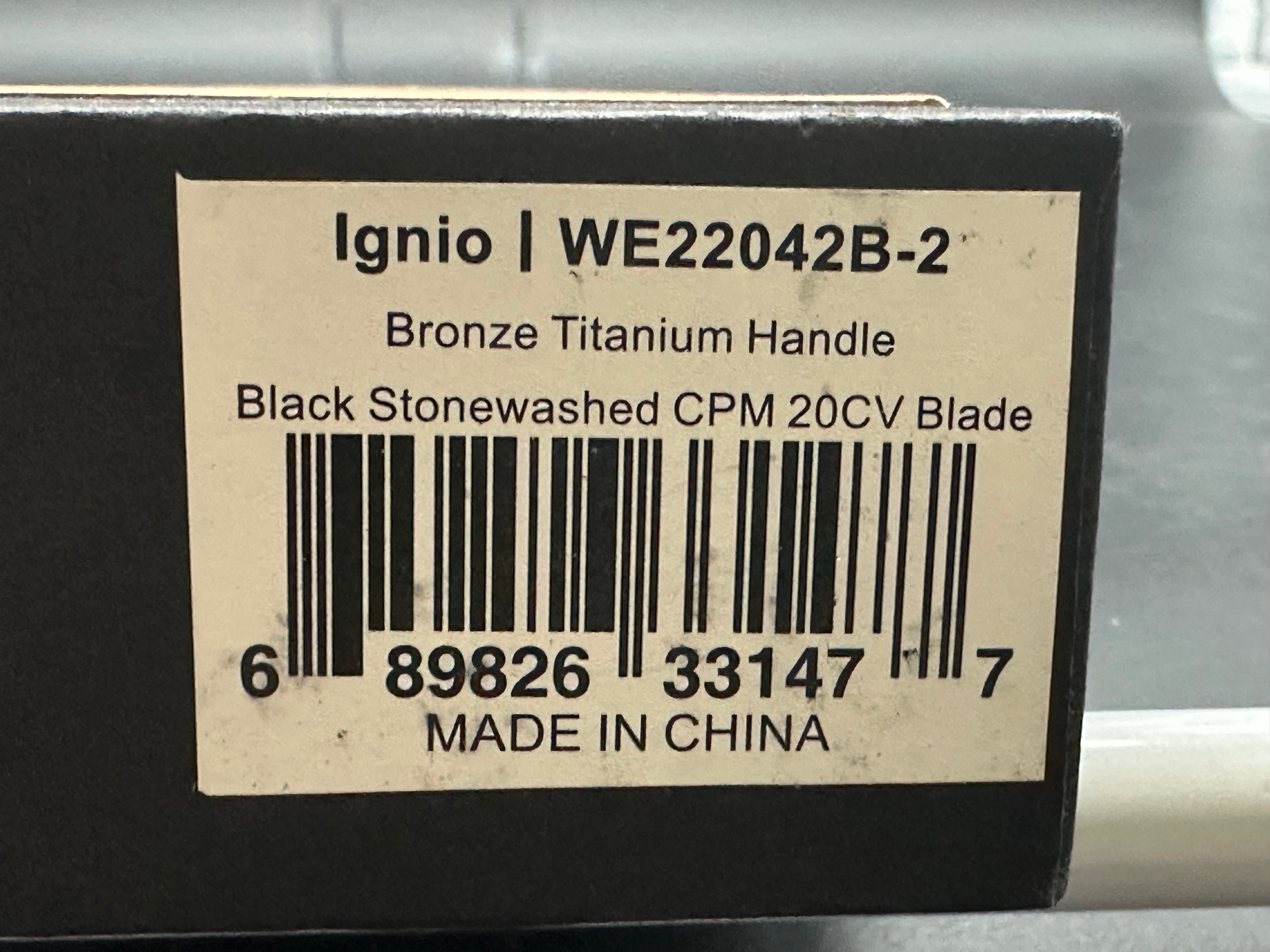 WE Knives Ignio JD Cutlery Custom Anodized CPM 20CV