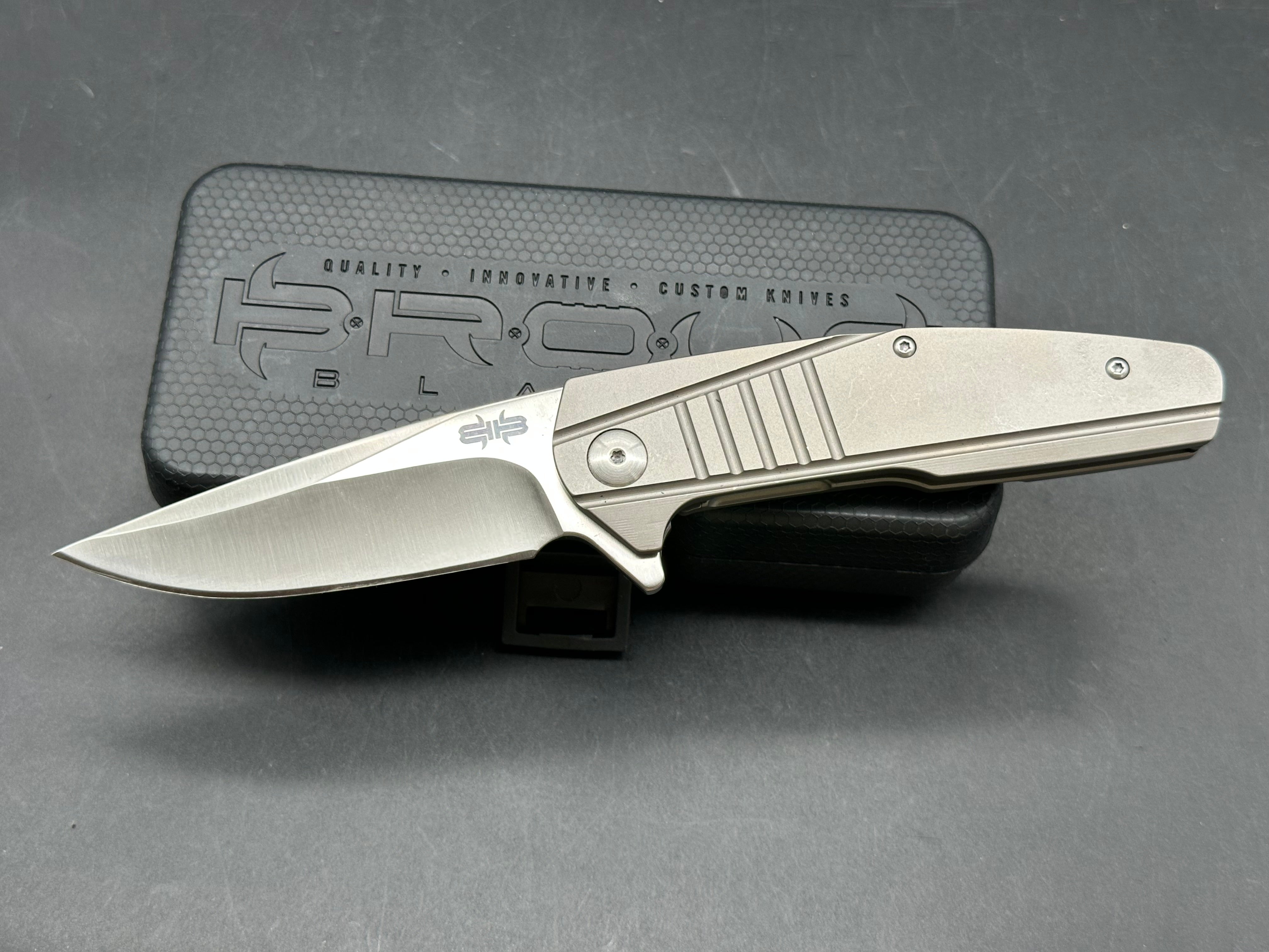 Brous Blades Insight: Dustin Turpin design. 3.25 inch drop point D2 blade. Numbered, limited edition