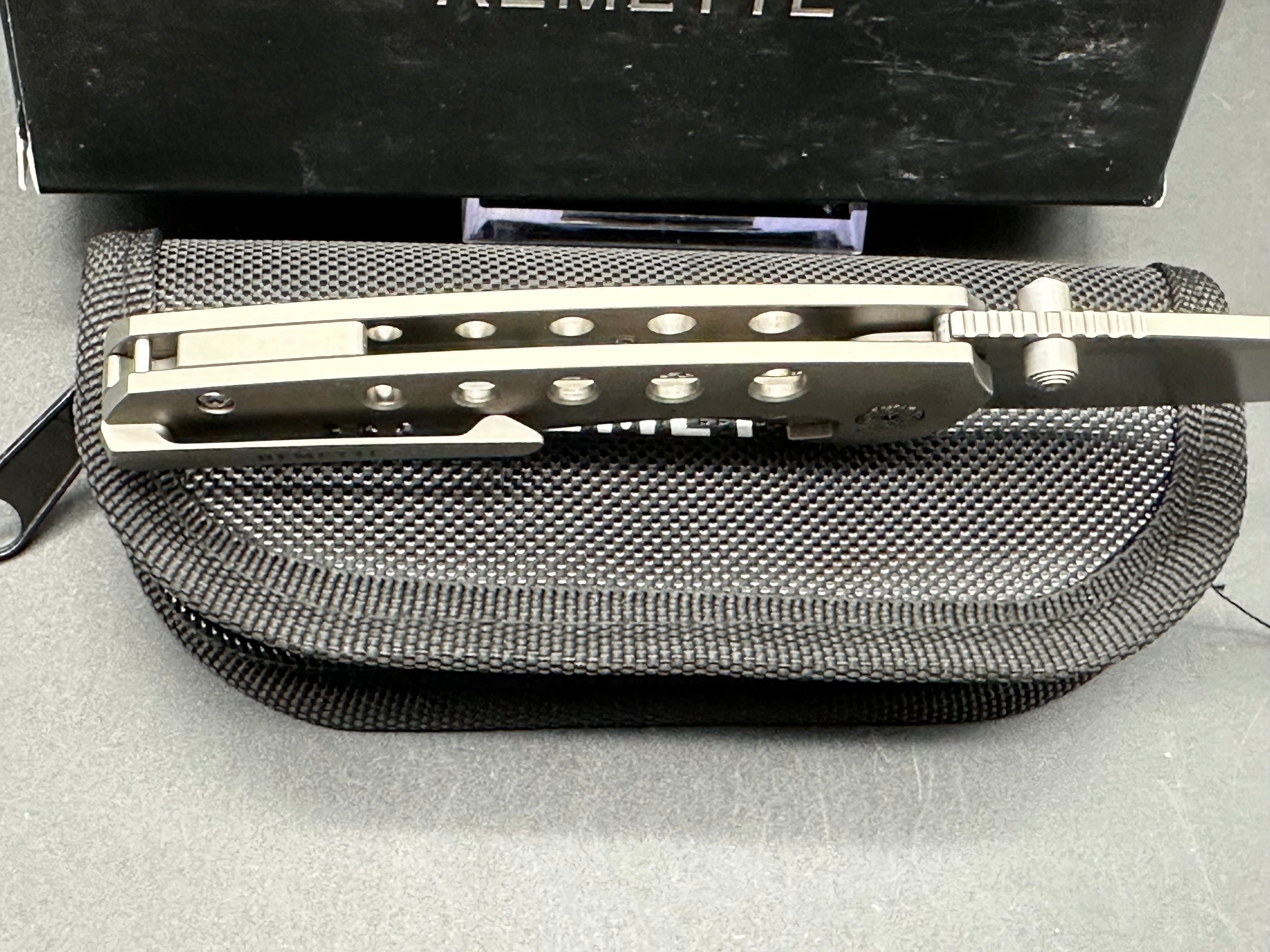 REMETTE BEE POCKET KNIFE ORANGE PEEL TITANIUM HANDLE M390 BLADE STEEL W/TITANIUM TOOTHPICK