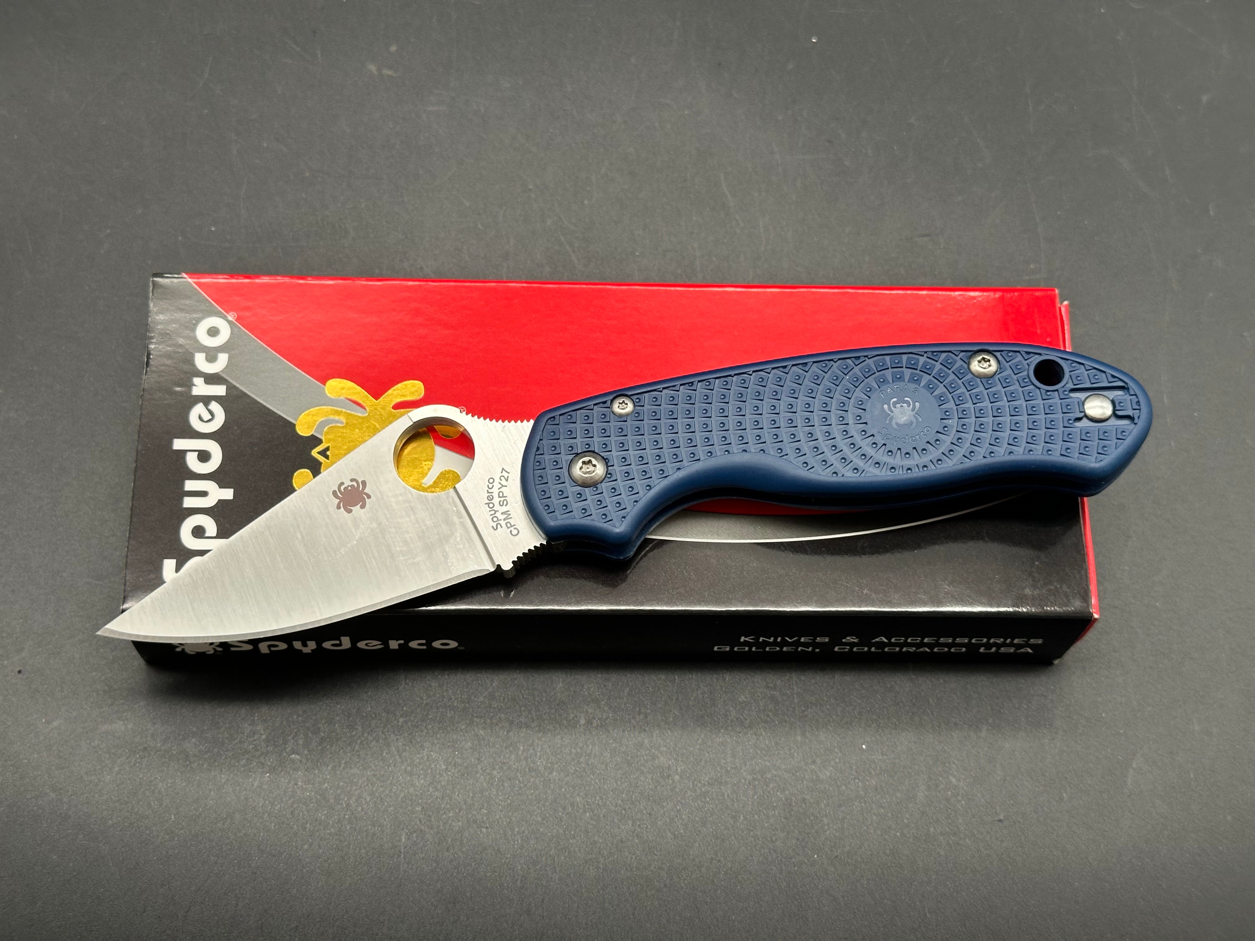 Spyderco Para 3 Lightweight, 2.93" CPM SPY27 Satin Blade with Cobalt Blue FRN Handle