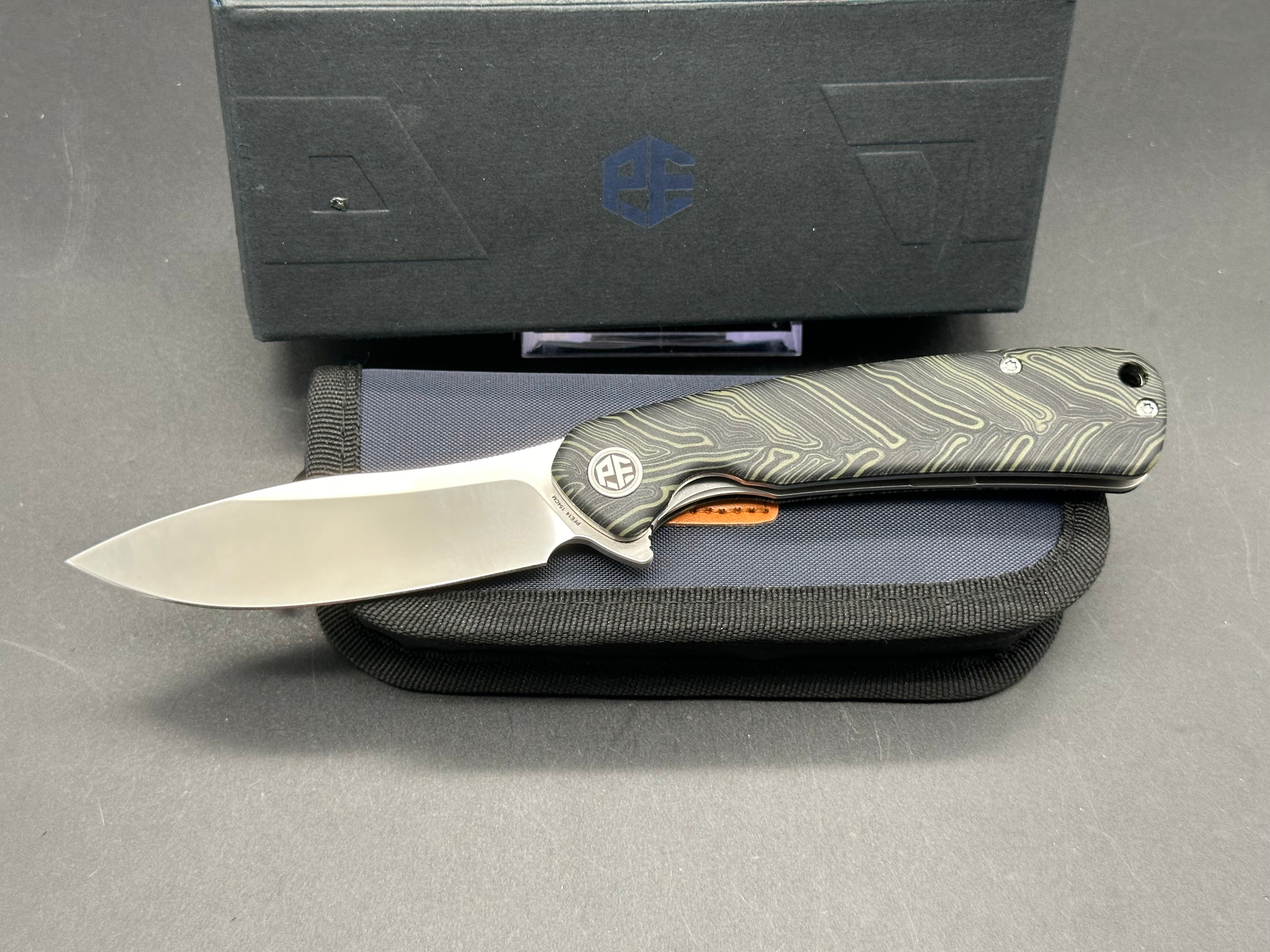 Petrified Fish PFE14 Rogue ,3.43" 154CM Steel Blade, Green GMascus Handle