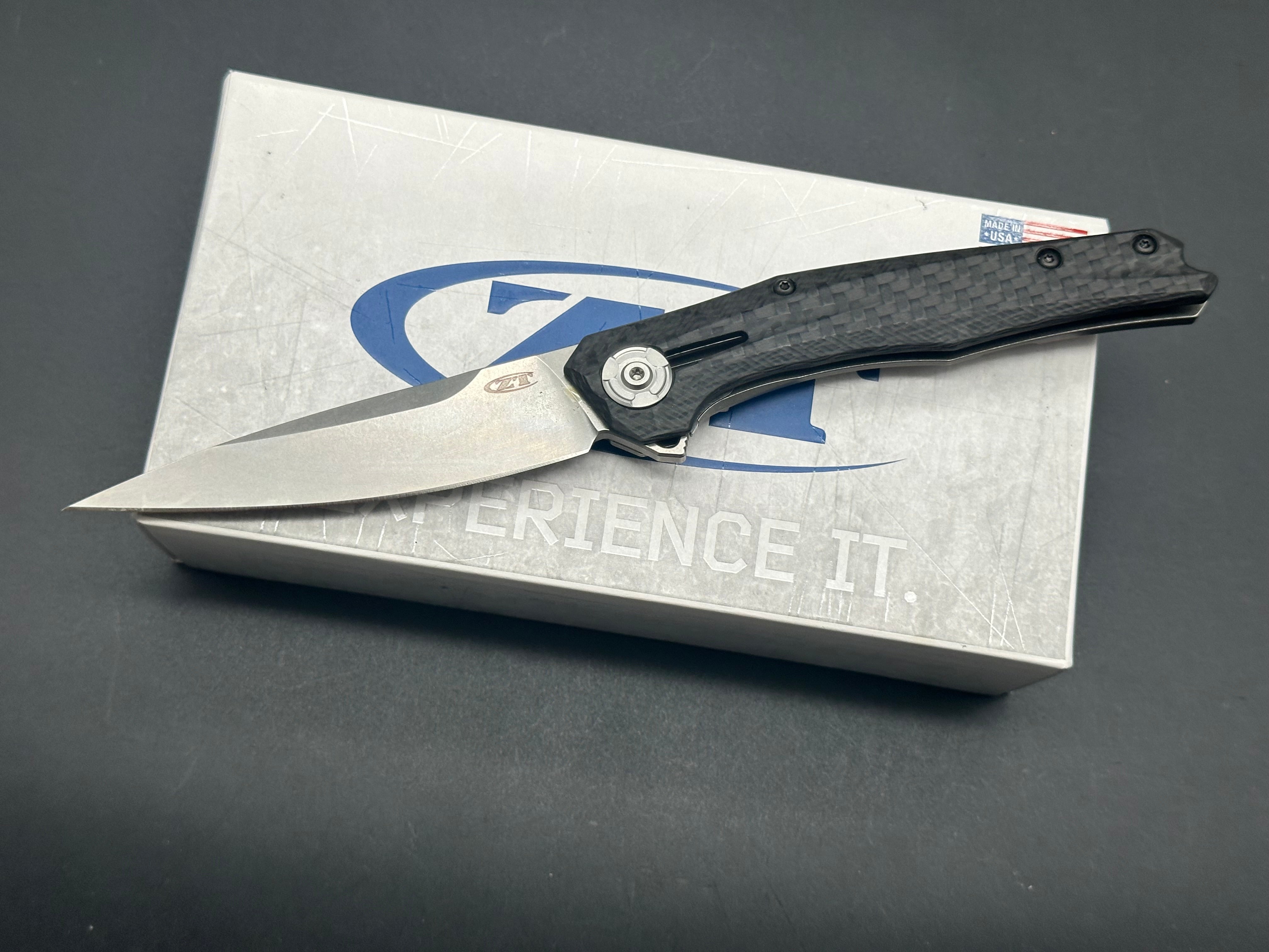Zero Tolerance 0707 Frame Lock Knife Carbon Fiber (3.5" Stonewash 20CV)