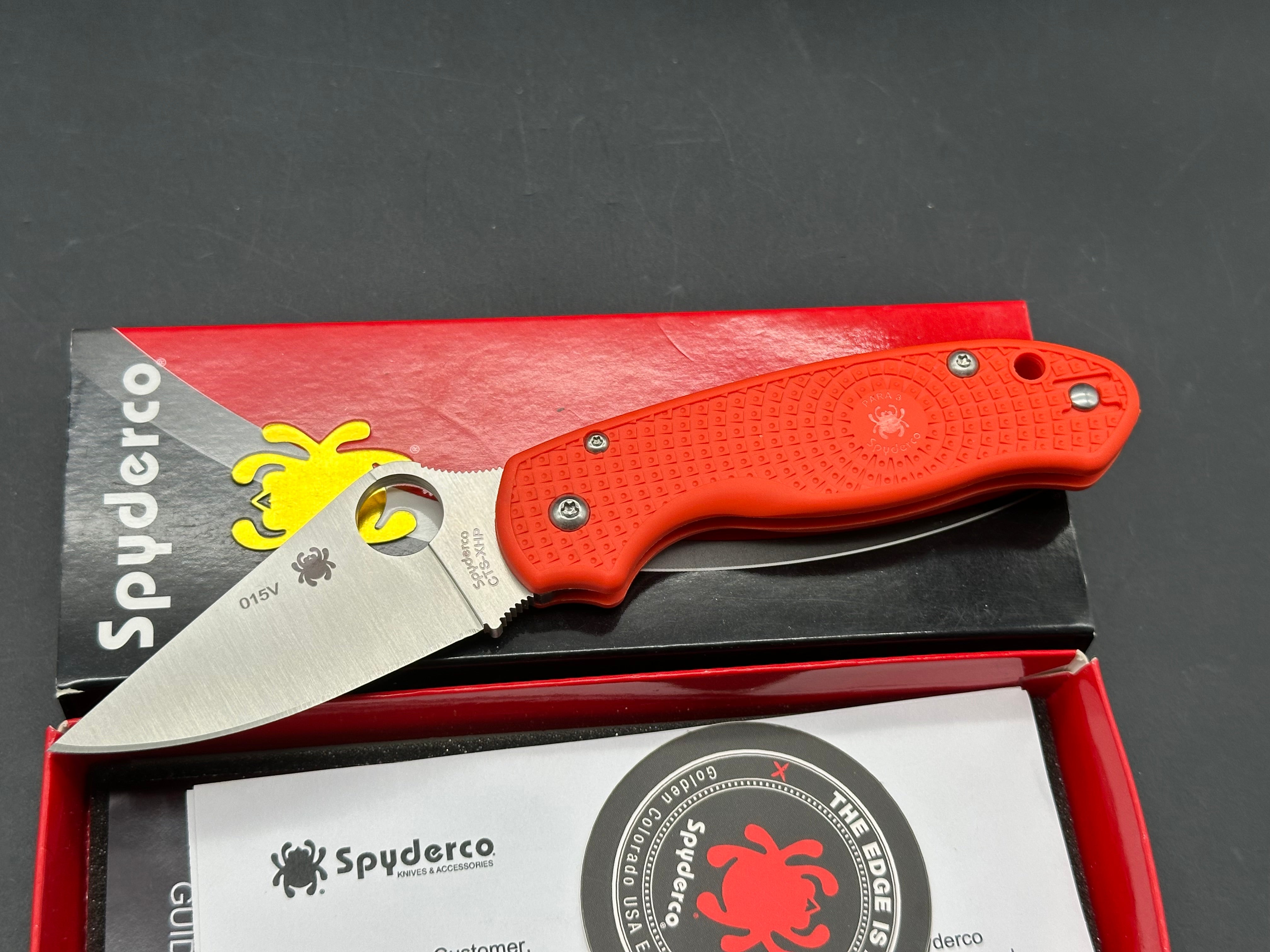 Spyderco Para 3 Lightweight Cutlery Shoppe Exclusive, 2.93" CTS XHP Satin Blade with Orange FRN Handle