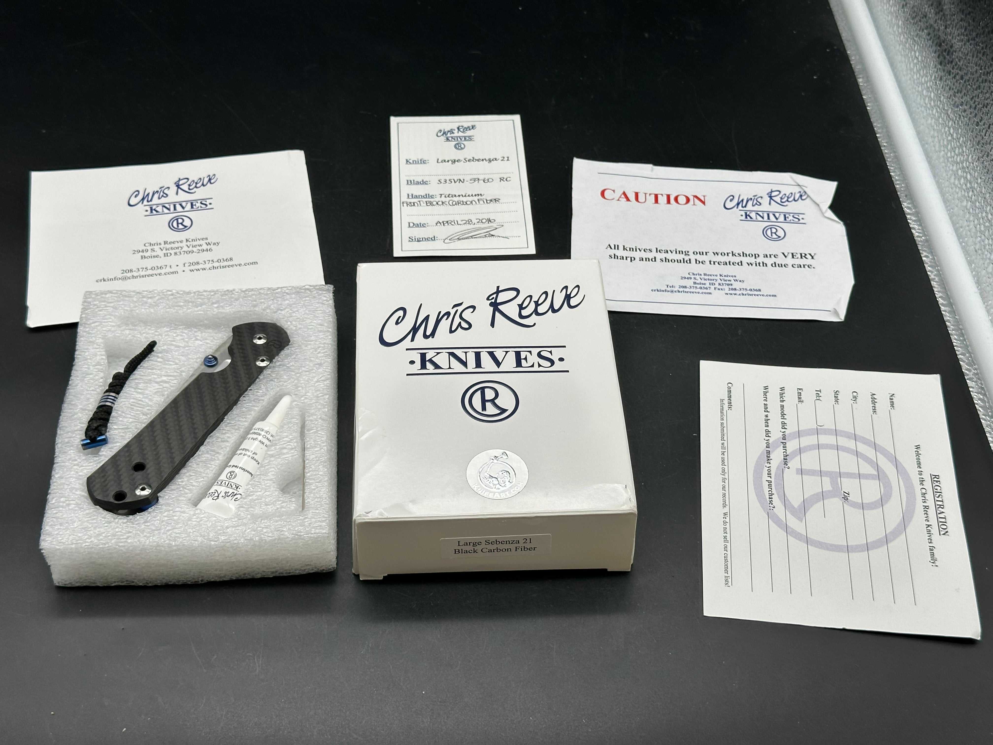 Chris Reeve Large Sebenza 21 CF/Titanium 3.5 inch CPM-S35VN blade