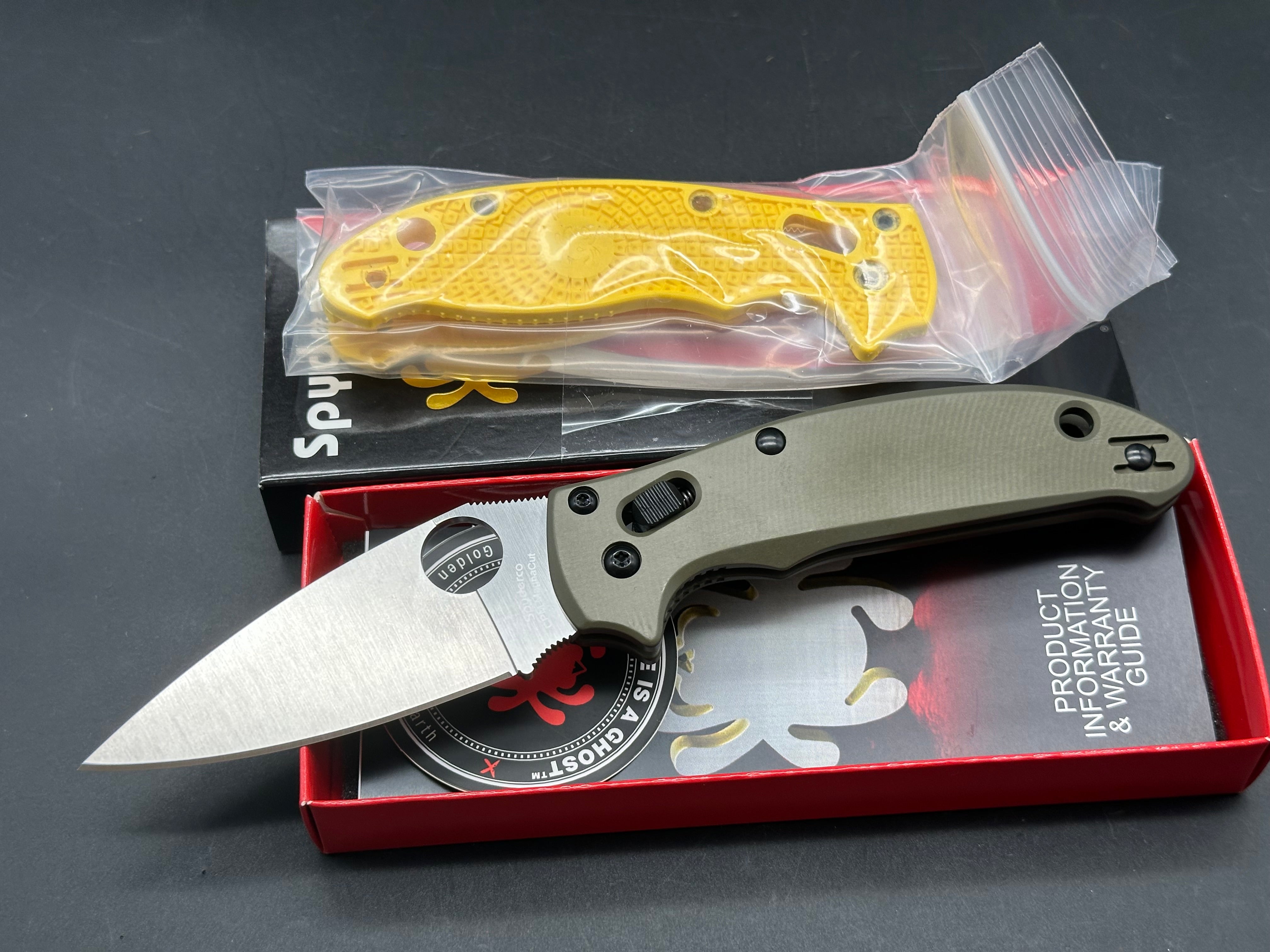 Spyderco Manix 2 Salt Lightweight, 3.37" CPM MagnaCut Satin Blade with AWT Green Aluminum Scales