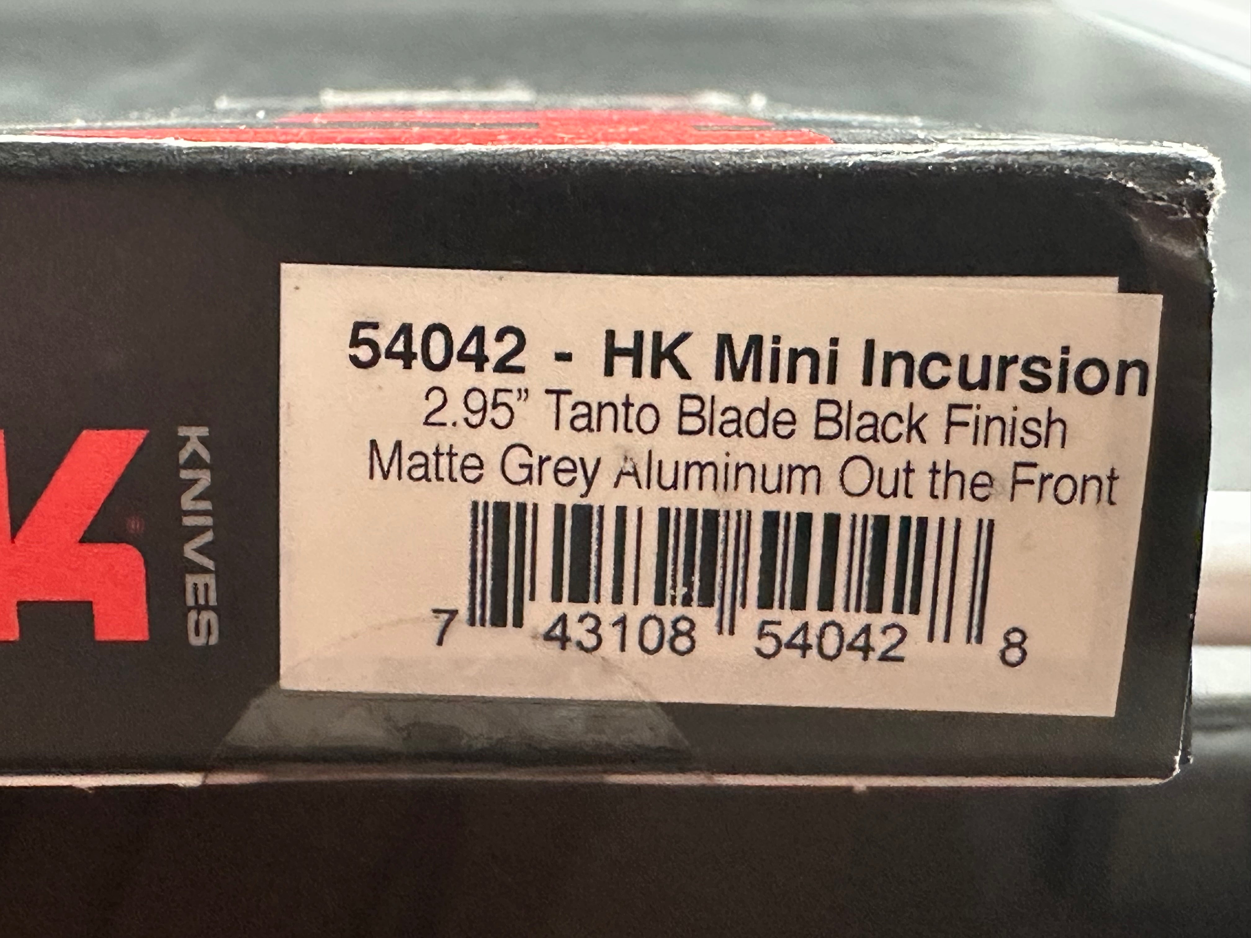 HK Knives by Hogue Mini Incursion OTF AUTO Knife 2.95" 154CM Black Tanto Plain Blade, Gray Aluminum Handles