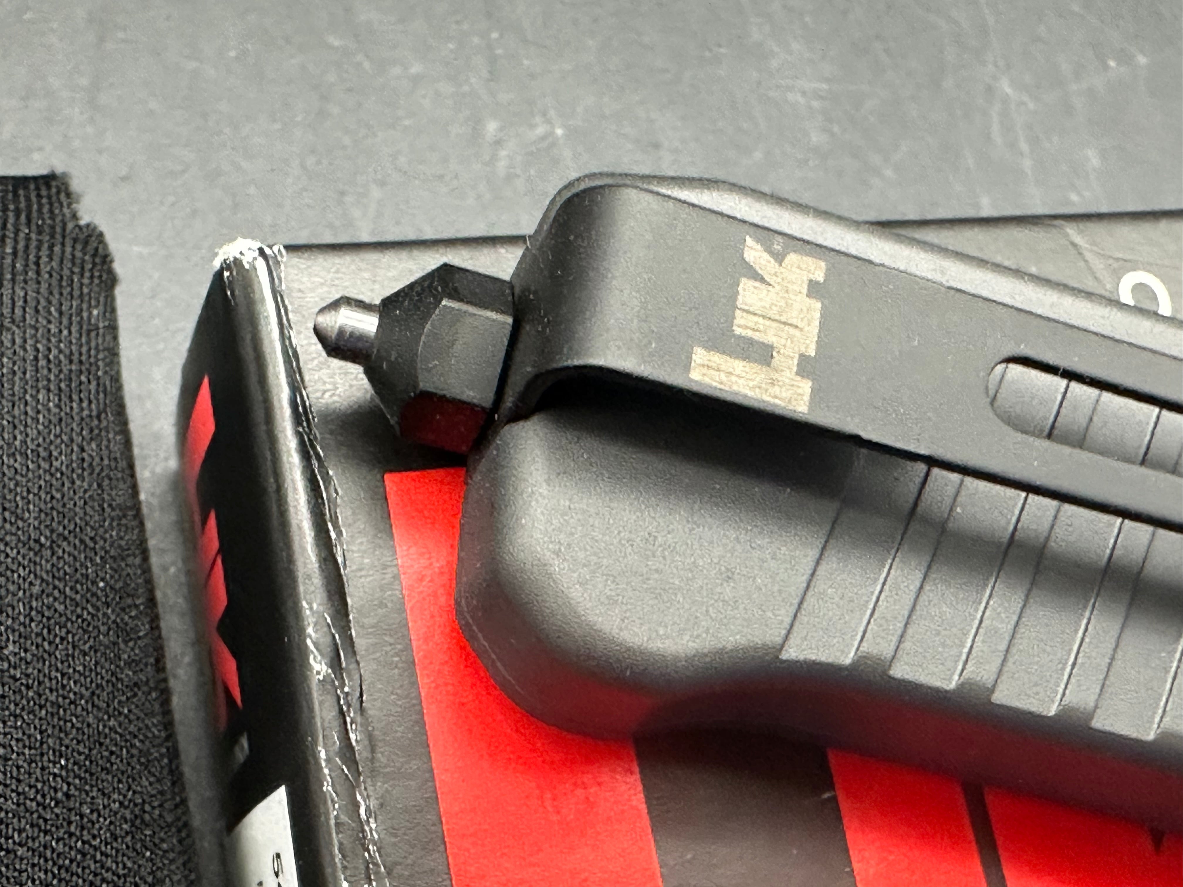 HK Knives by Hogue Mini Incursion OTF AUTO Knife 2.95" 154CM Black Tanto Plain Blade, Gray Aluminum Handles