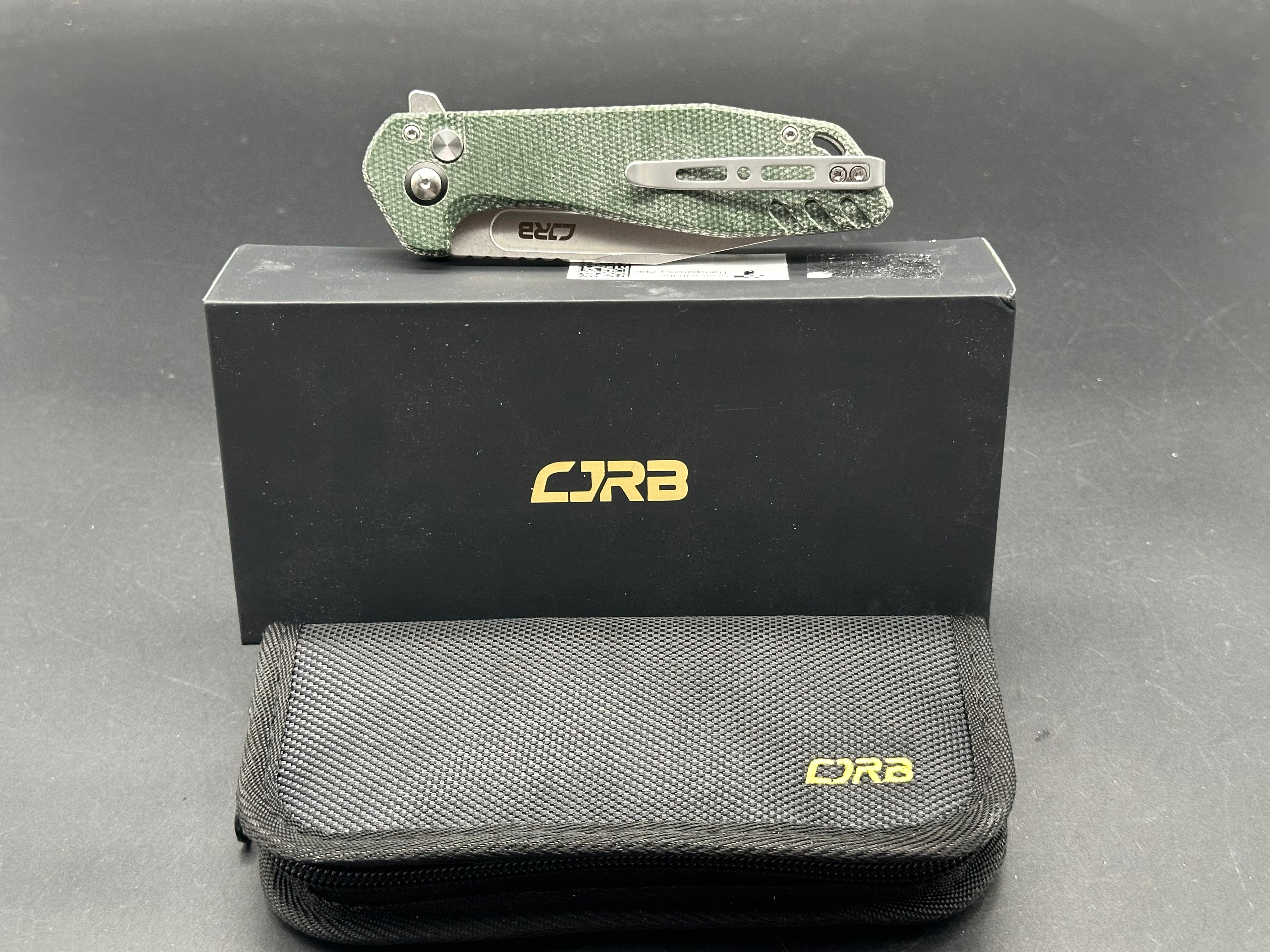 CJRB Riff Button Lock Green Micarta (3.5" AR-RPM9 Satin)