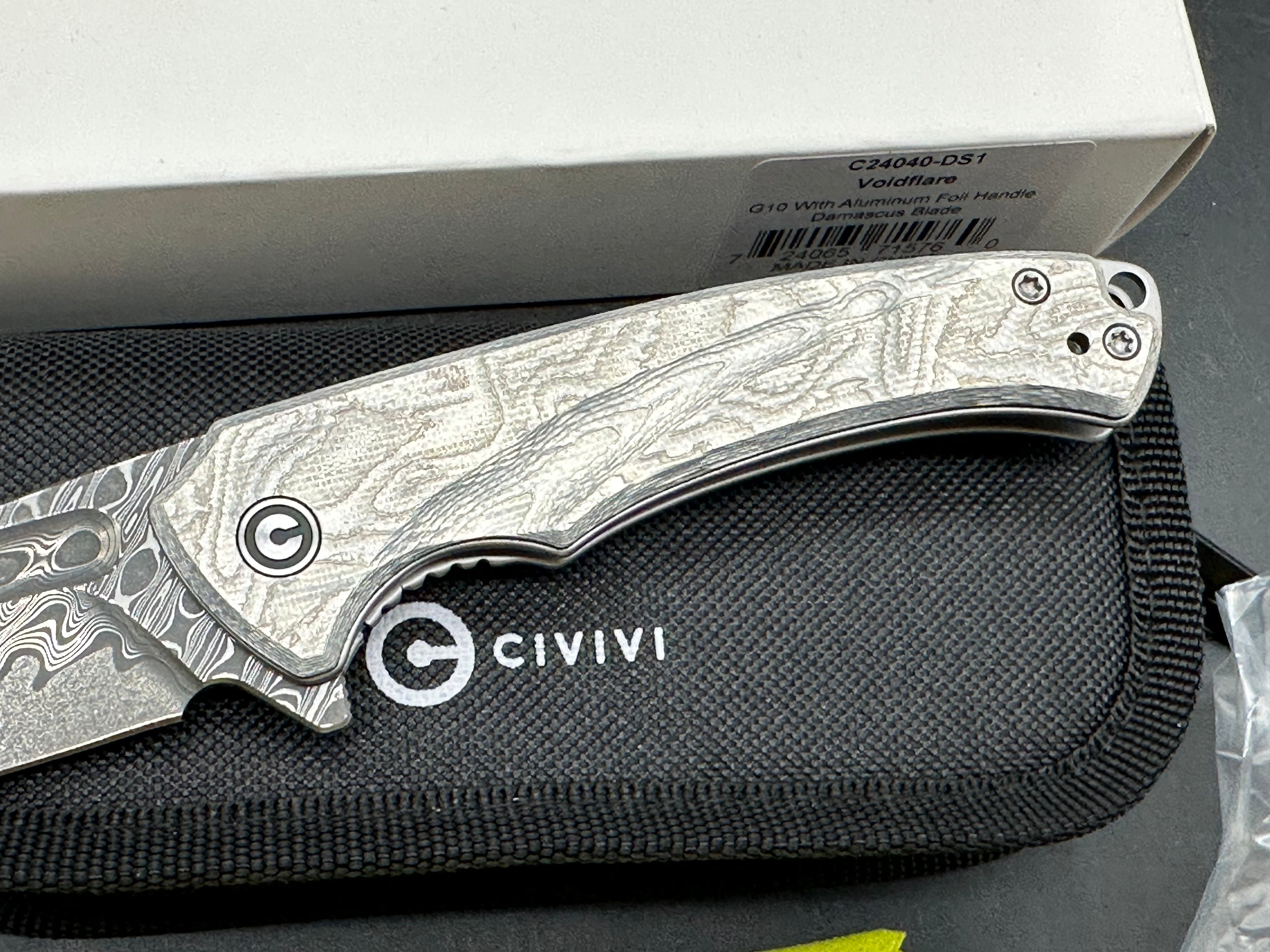 CIVIVI Voidflare Liner Lock Knife Aluminum Foil G-10 (2.9" Damascus)