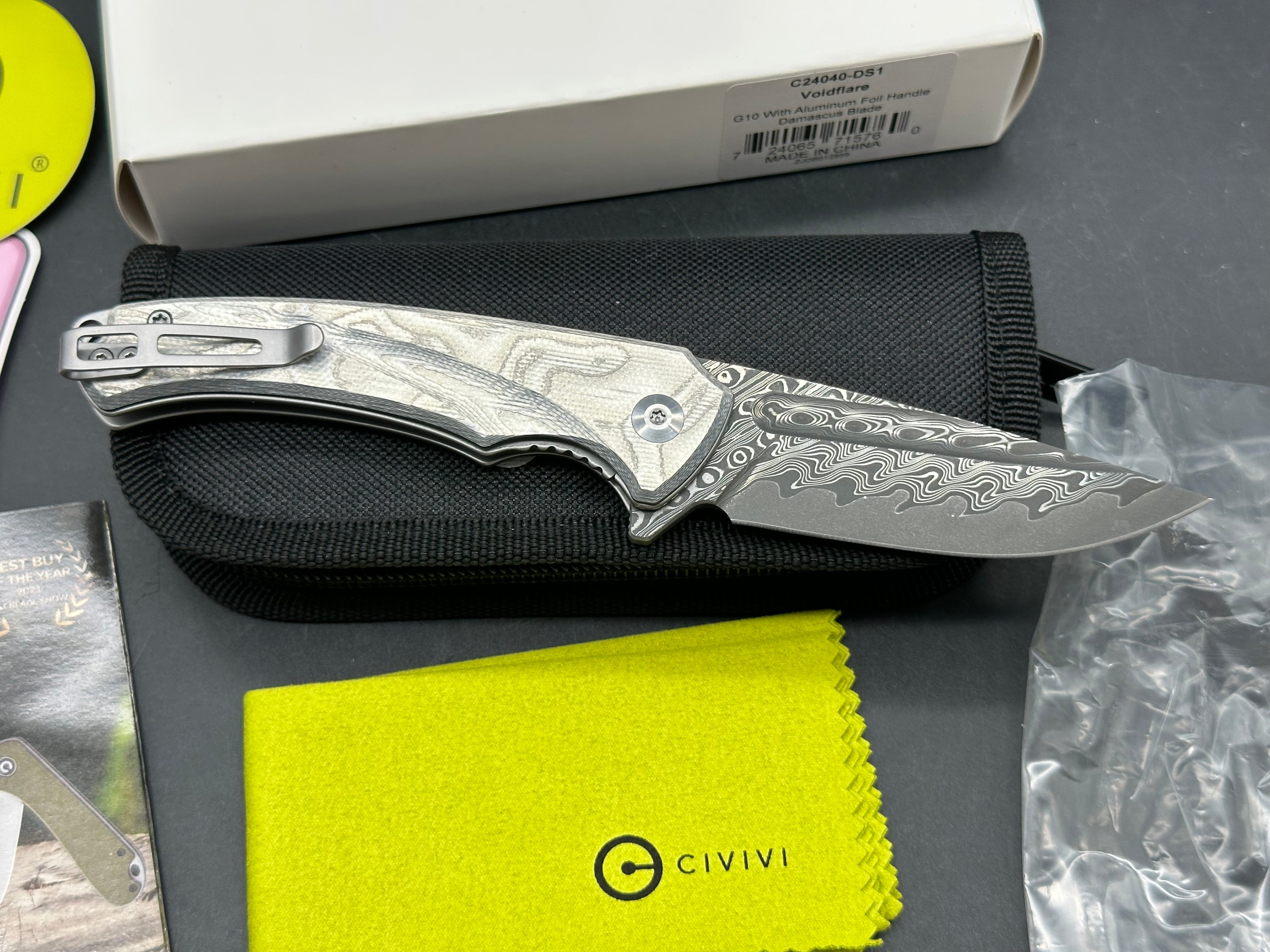 CIVIVI Voidflare Liner Lock Knife Aluminum Foil G-10 (2.9" Damascus)