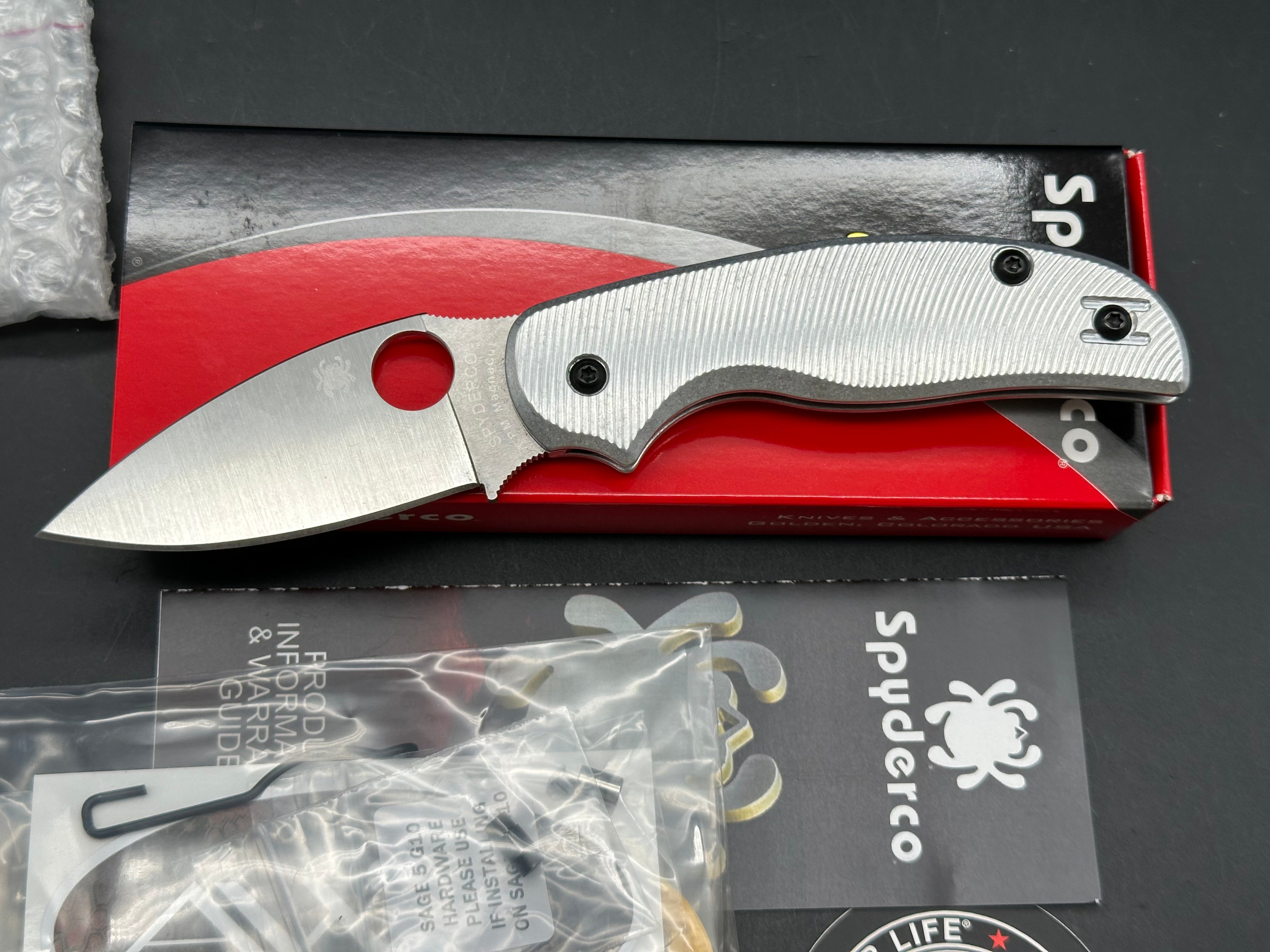 Spyderco Sage 5 Salt Light Weight Magnacut AWT scale swap with Lynch NW deep carry pocket clip