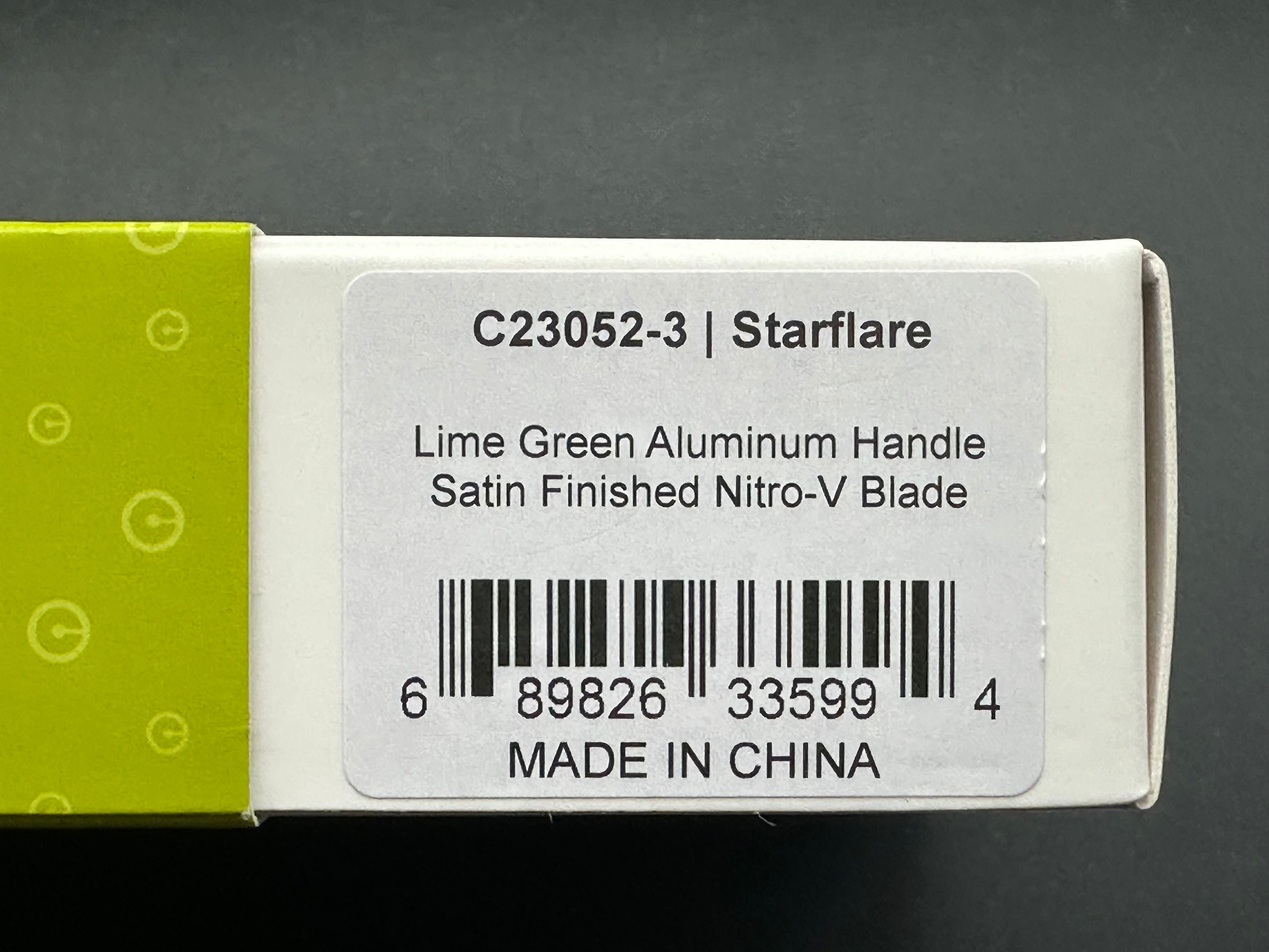 CIVIVI STARFLARE FOLDING KNIFE LIME GREEN ALUMINUM HANDLE NITRO-V PLAIN EDGE SATIN FINISH C23052-3