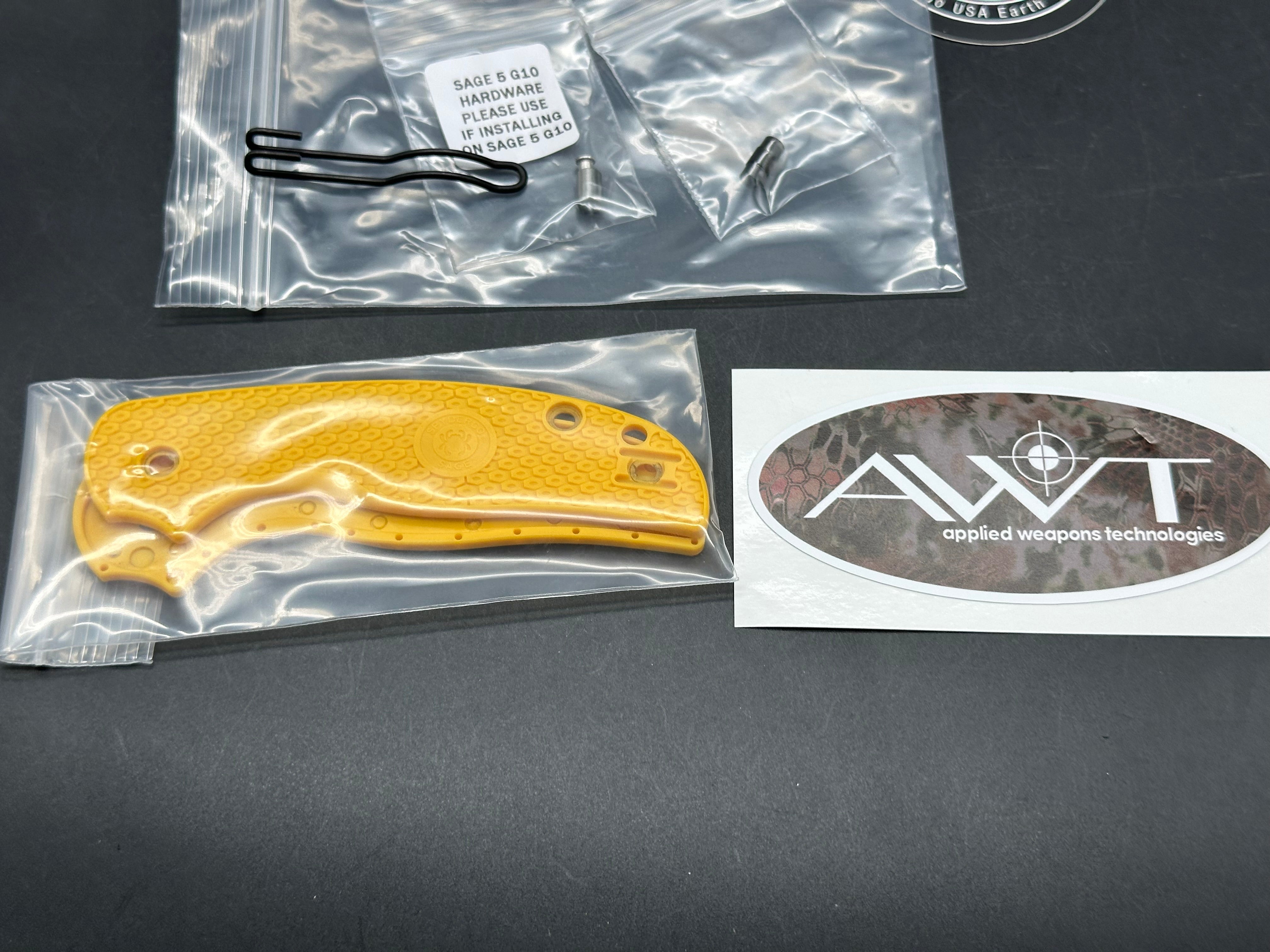 Spyderco Sage 5 Salt Light Weight Magnacut AWT scale swap with Lynch NW deep carry pocket clip
