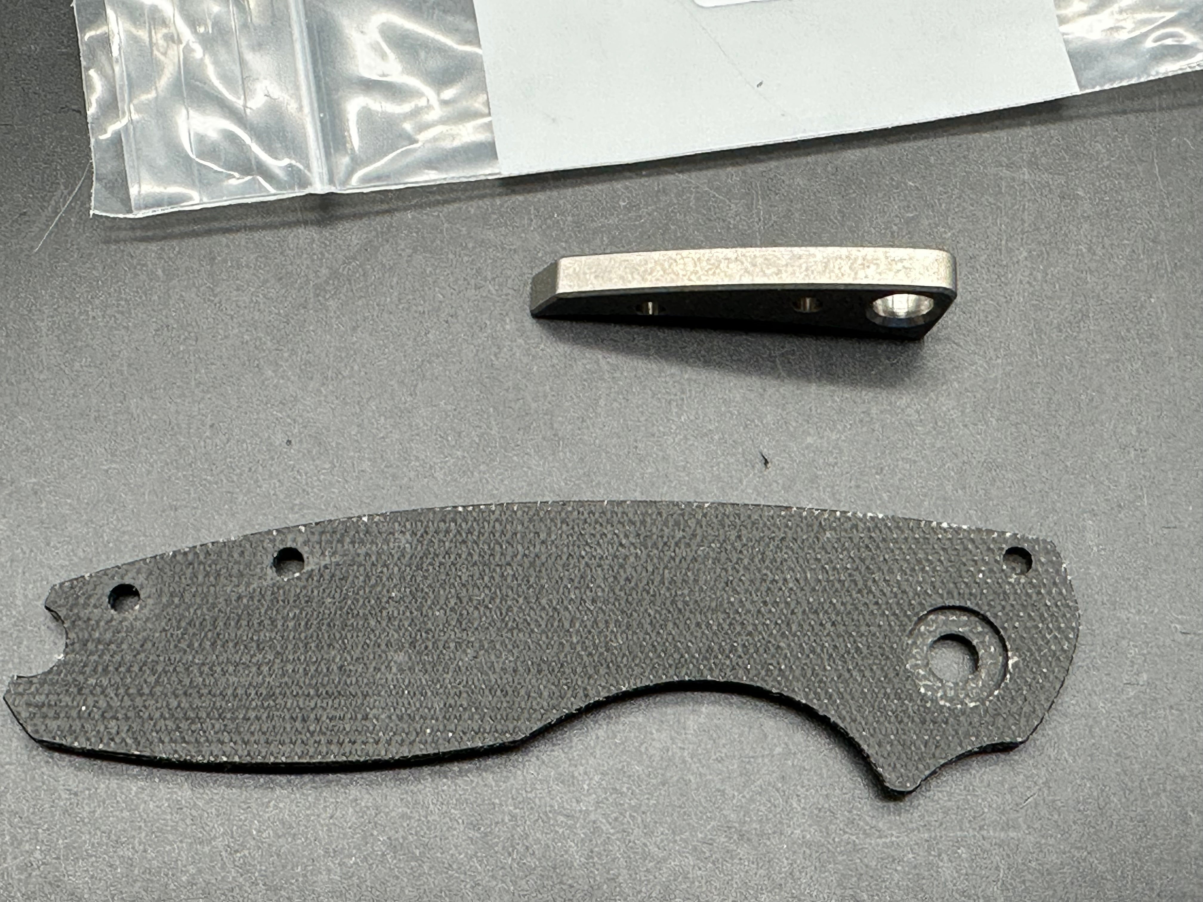 CRKT Pilar III Black Micarta Replacement Scale and Stonewash Titanium Backspacer from Flytanium