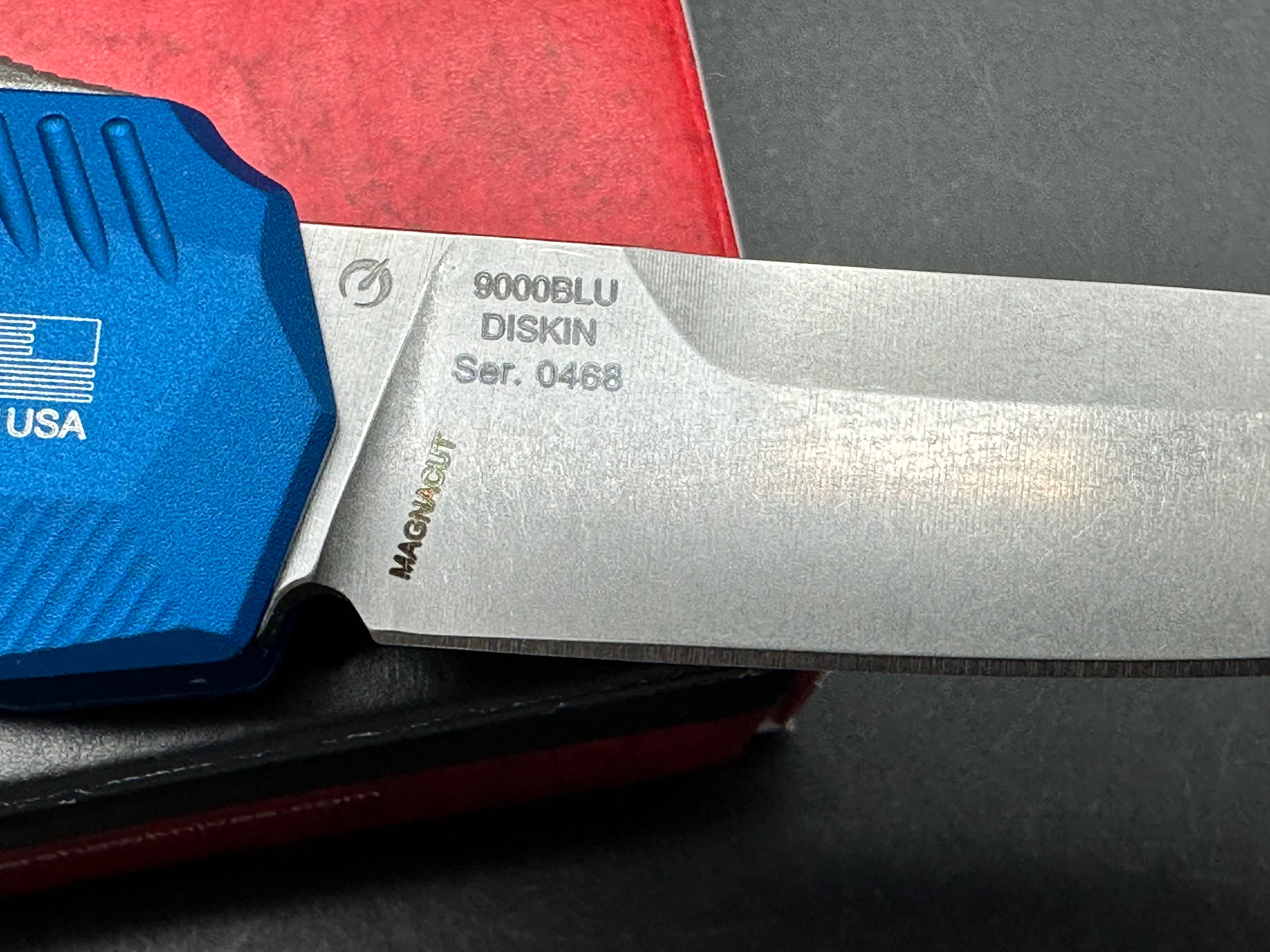 Kershaw Livewire OTF, 3.3" MagnaCut Spear Point Stonewash Blade with Blue Aluminum Handle