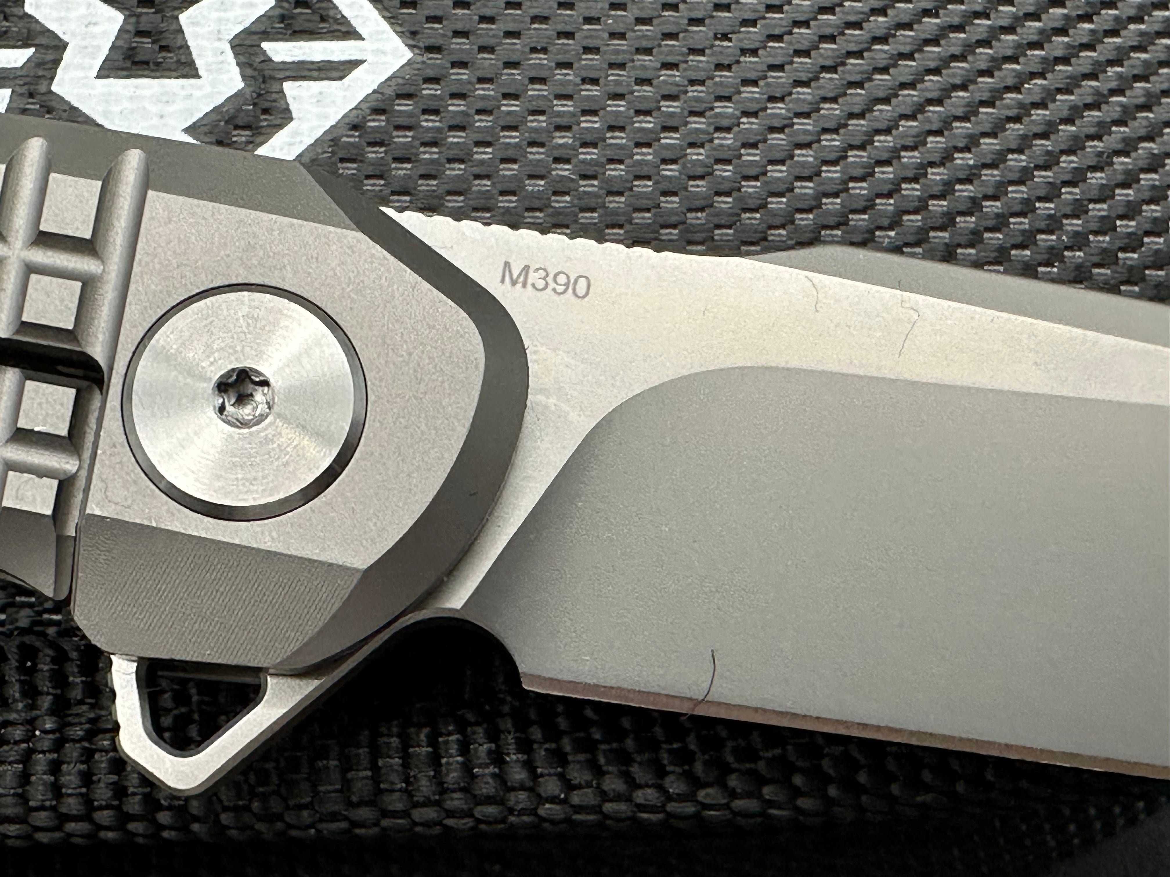 XTOUC RX302 M390 Sandblasted Blade with Titanium Frag Handle