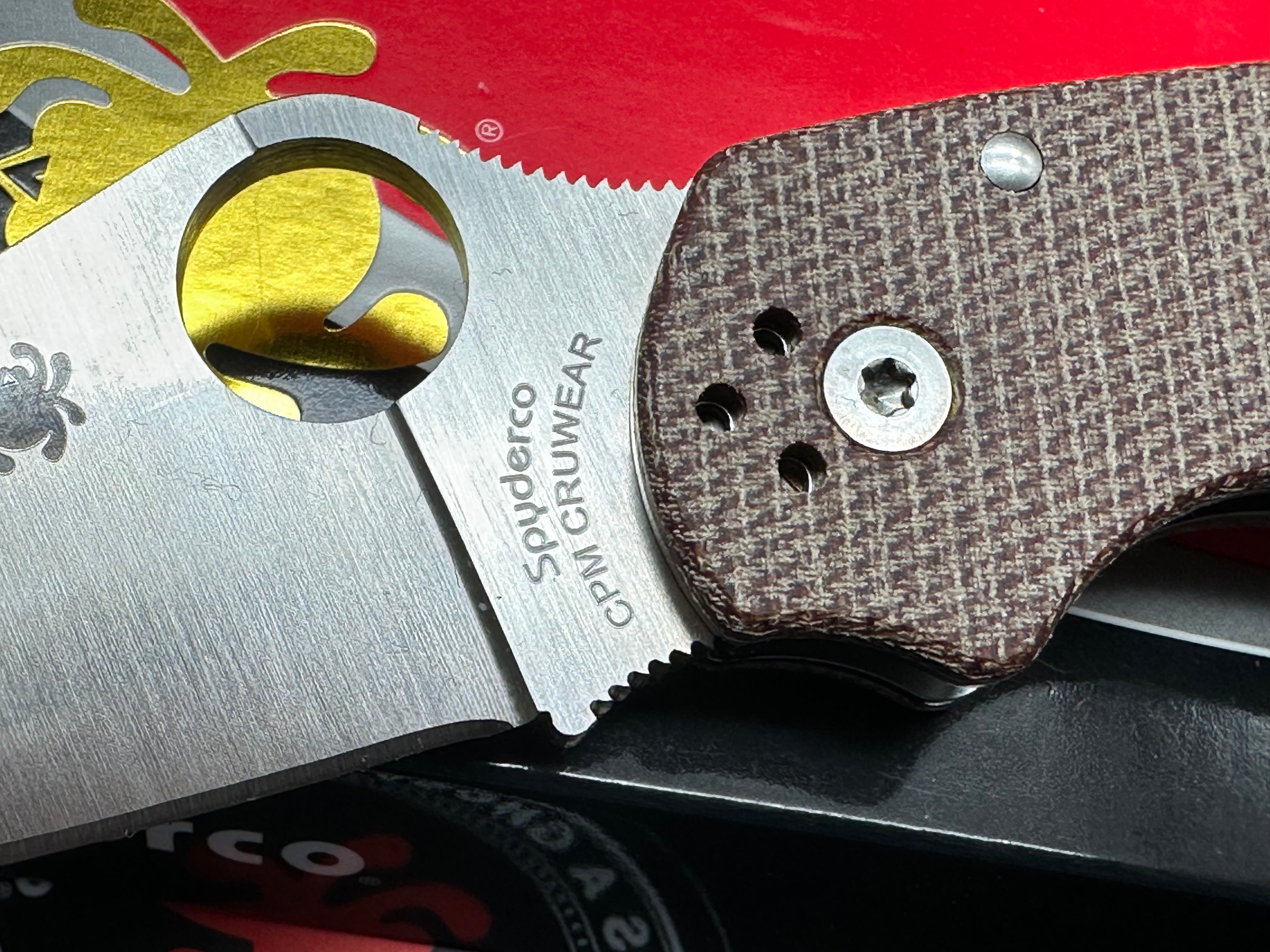 Spyderco Para 3, 2.93" CPM CruWear Satin Modified Clip Point Blade with Brown Canvas Micarta Scales