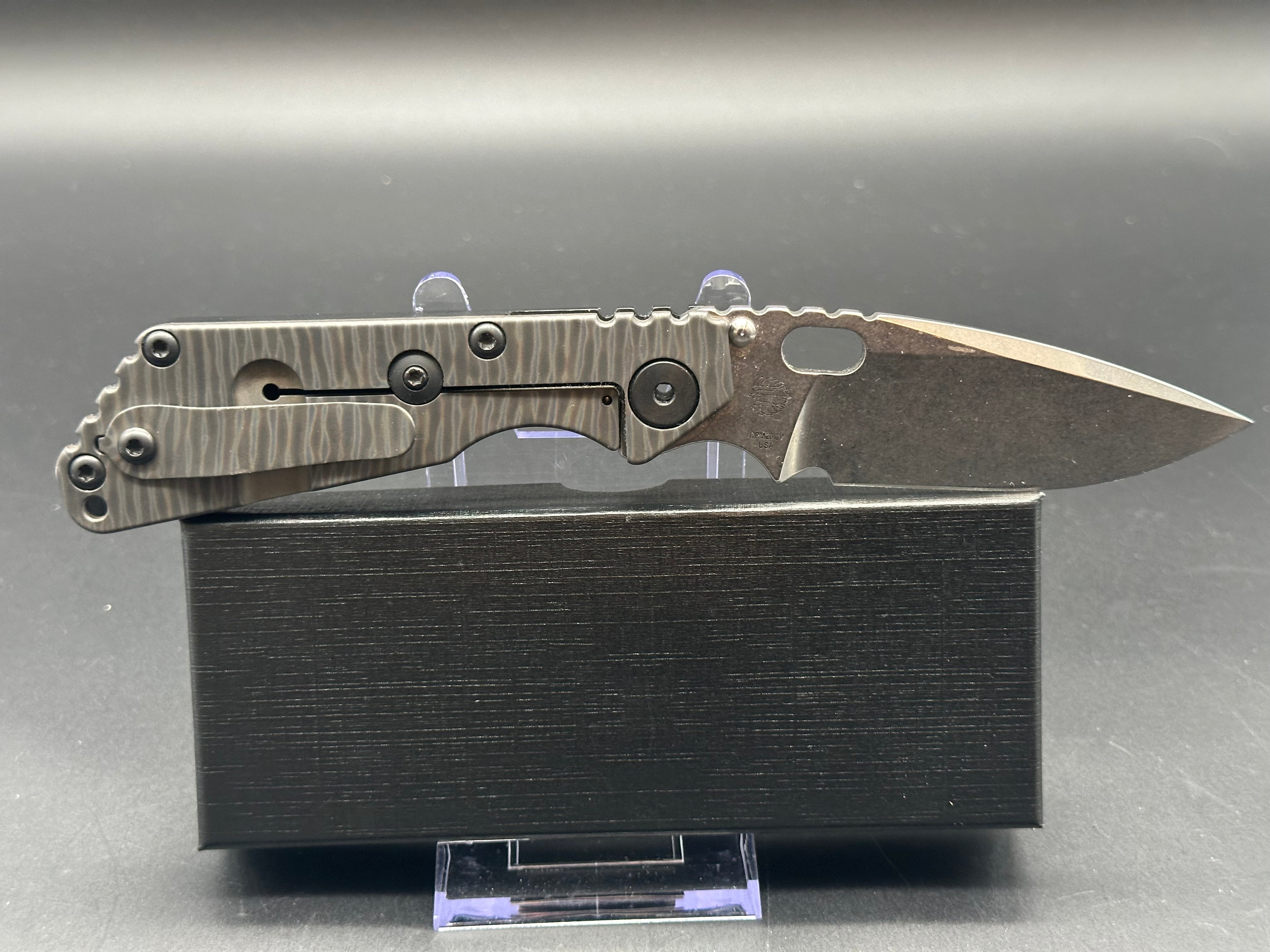 Strider SNG With Strider Logo, Black Aluminum And Flamed Titanium CPM20CV