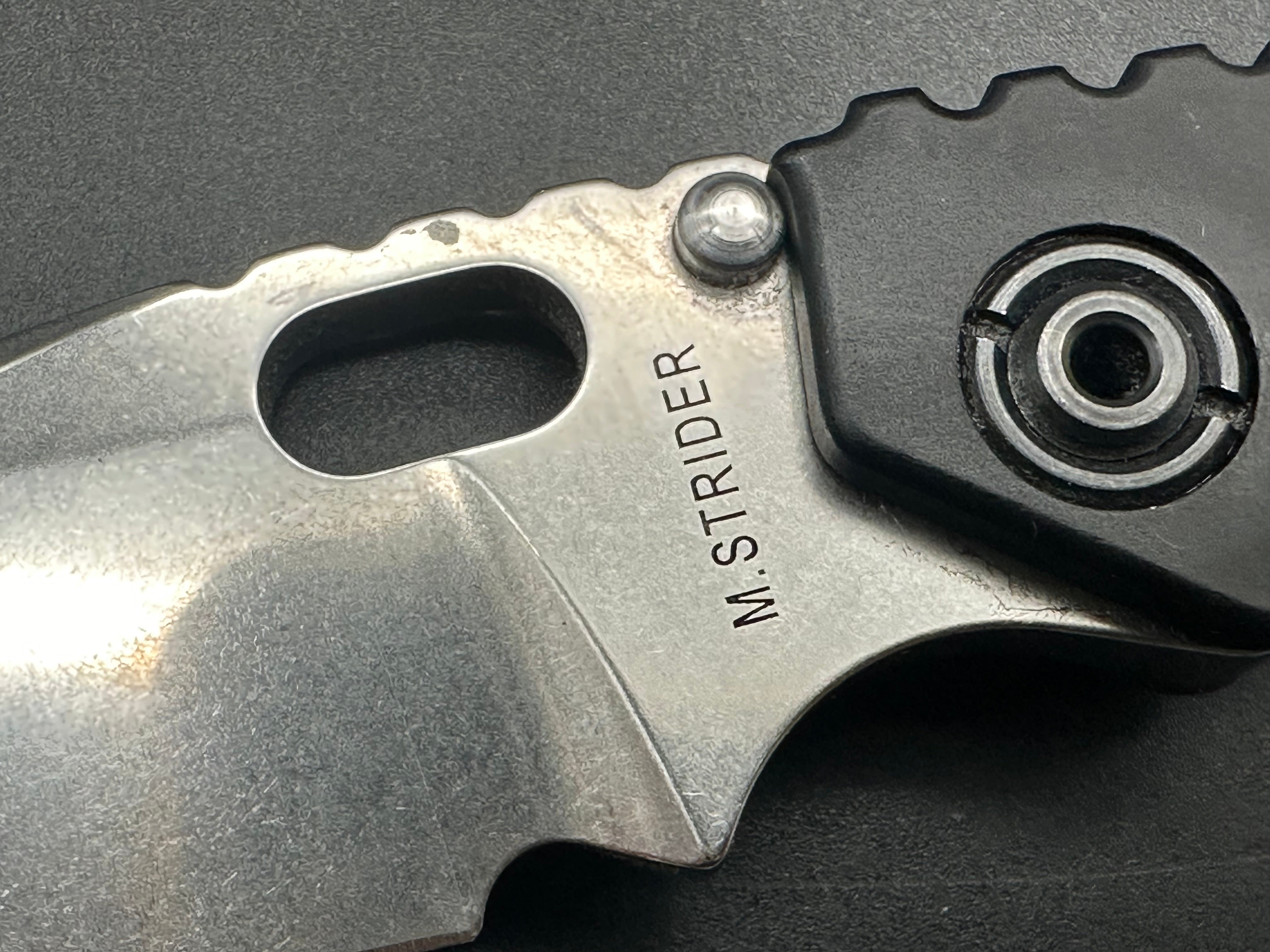 Strider SNG With Strider Logo, Black Aluminum And Flamed Titanium CPM20CV