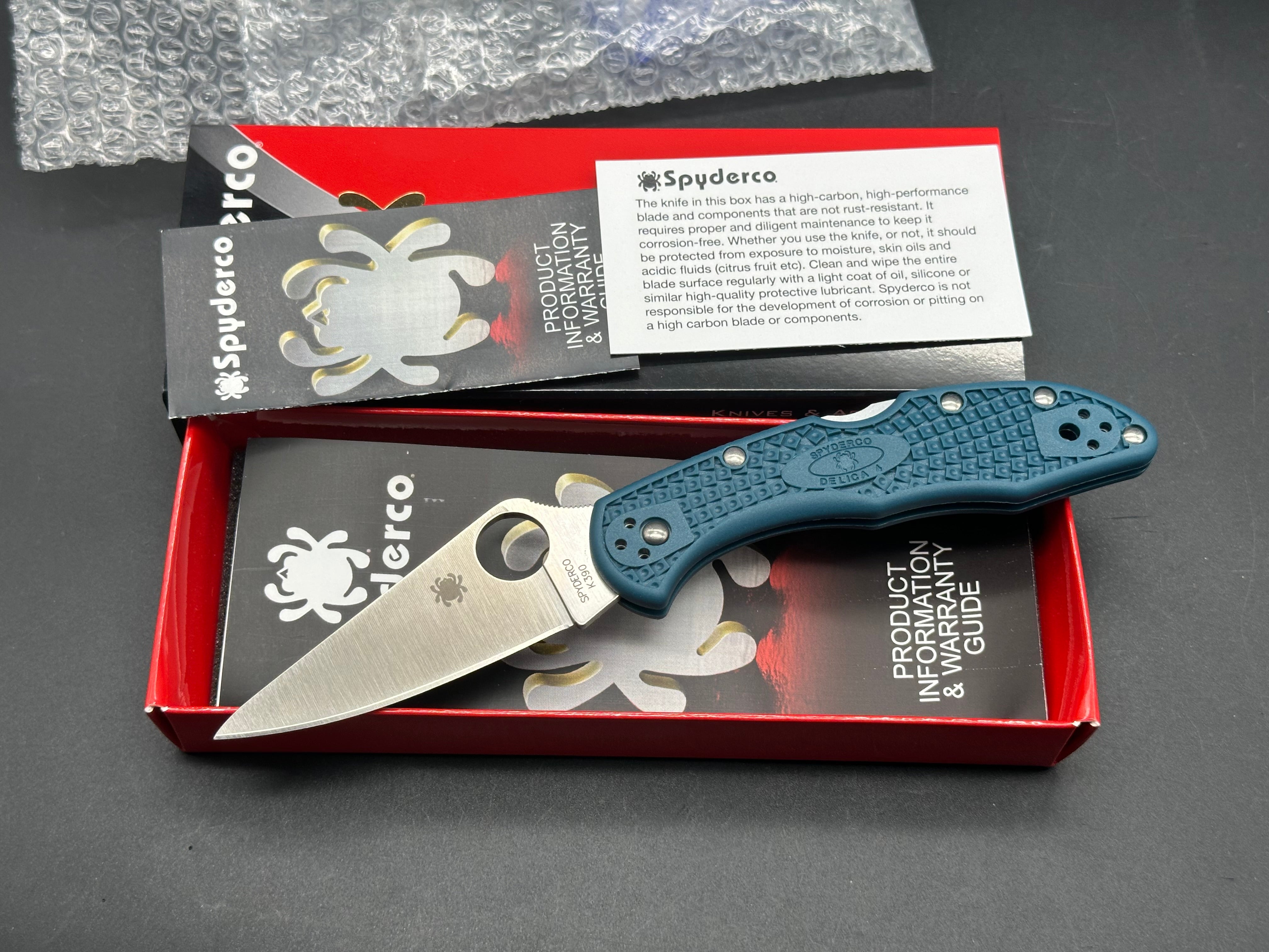 Spyderco Delica 4 Lightweight, 2.89" K390 Satin Blade with Blue FRN Handle
