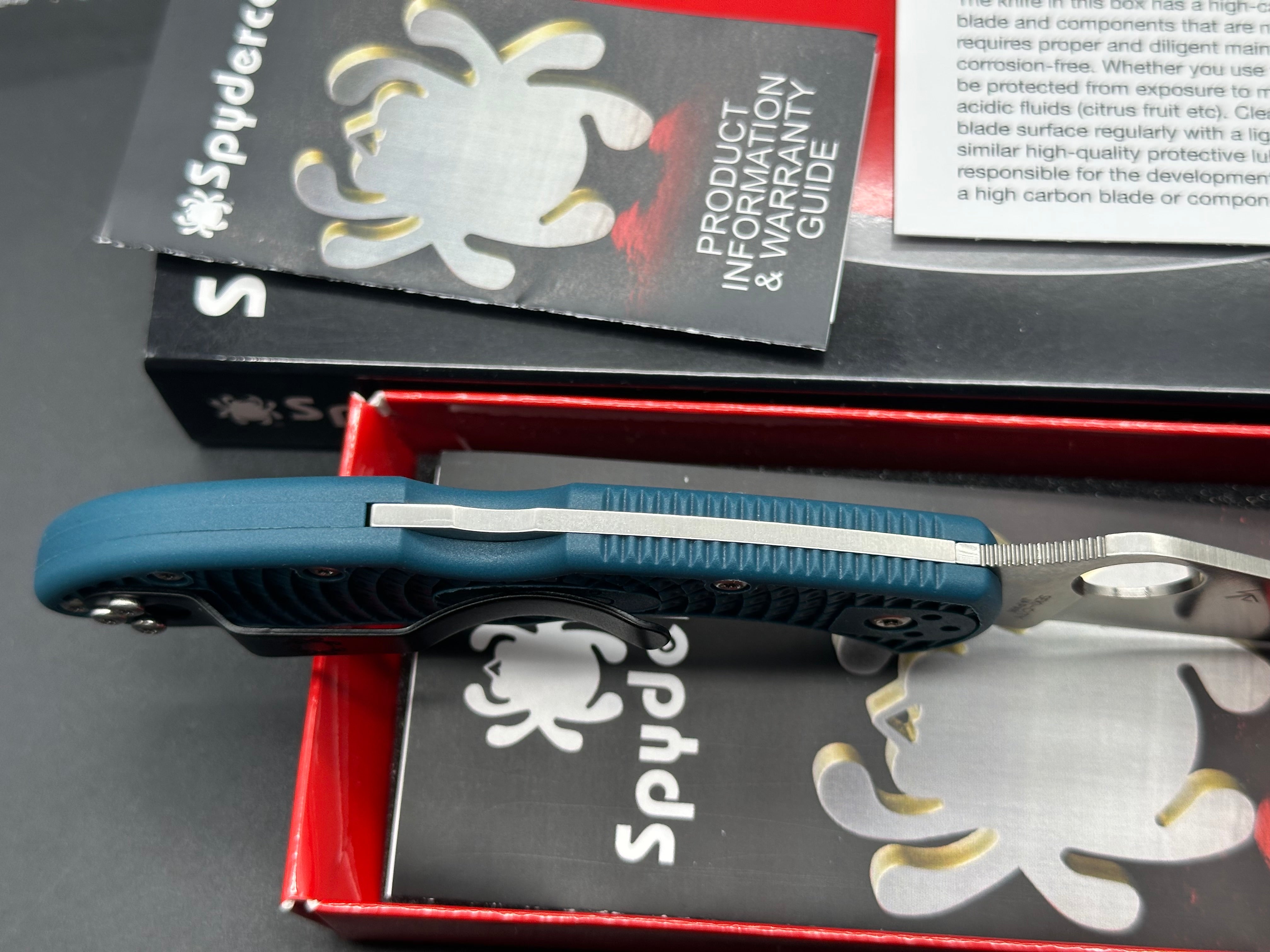 Spyderco Delica 4 Lightweight, 2.89" K390 Satin Blade with Blue FRN Handle