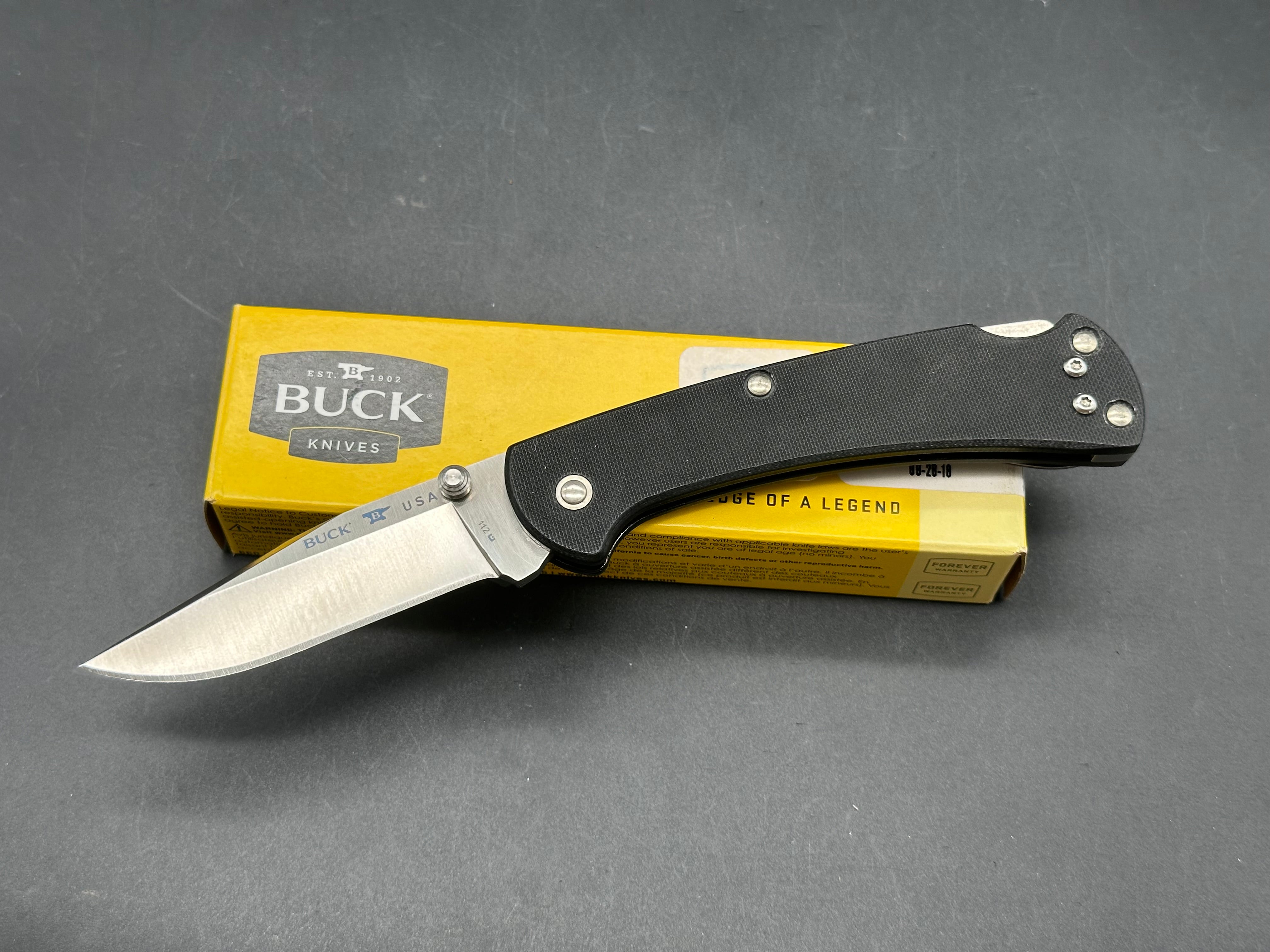 Buck 112 Slim PRO, 3" CPM S30V Satin Clip Point Blade, Lockback with Black G10 Scales