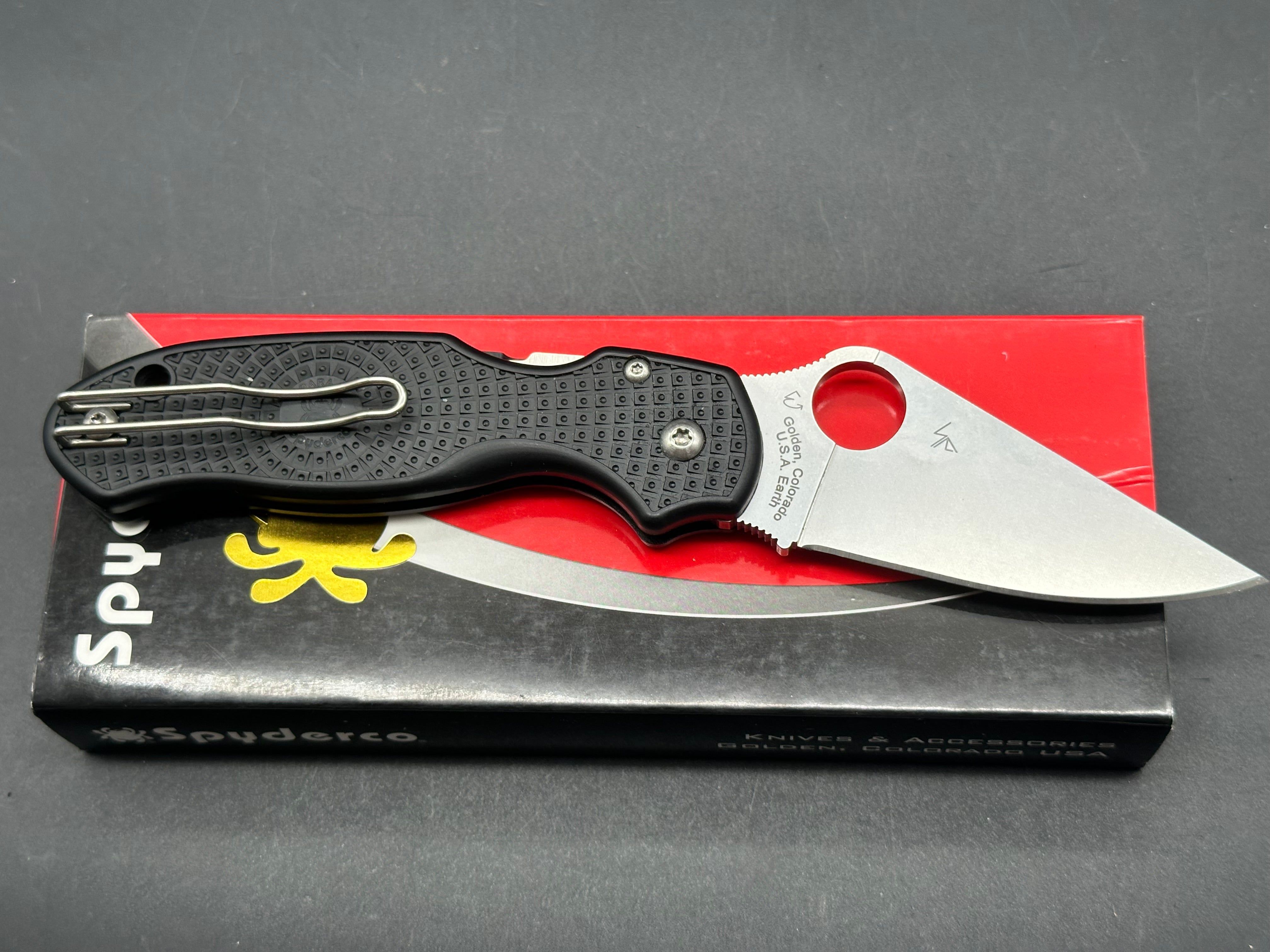 Spyderco Para 3 Lightweight, 2,93" CTS BD1N Stonewash Blade with Black FRN Handle