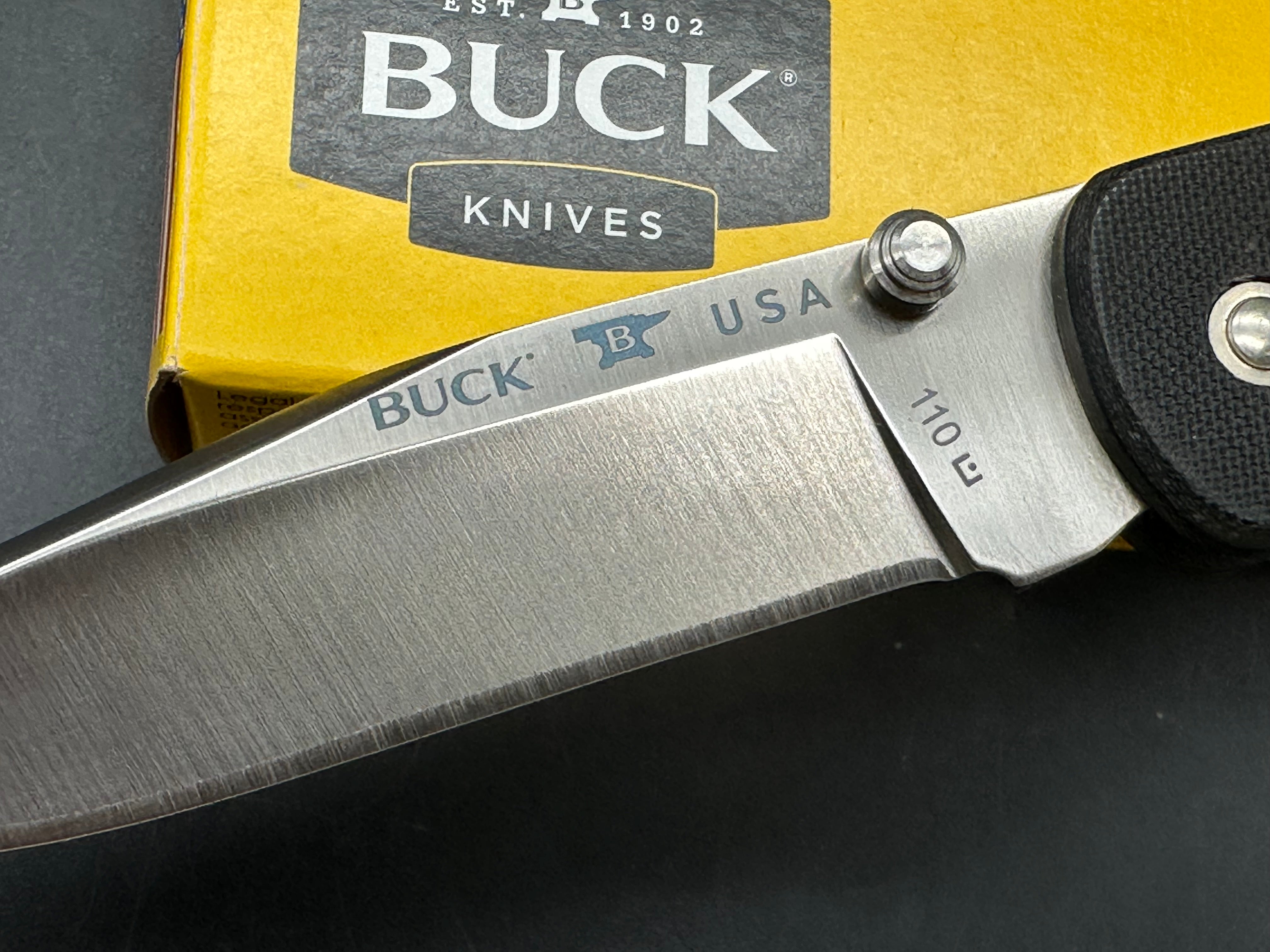 Buck 110 Slim PRO, 3.75" CPM S30V Satin Clip Point, Lockback with Black G 10 Scales