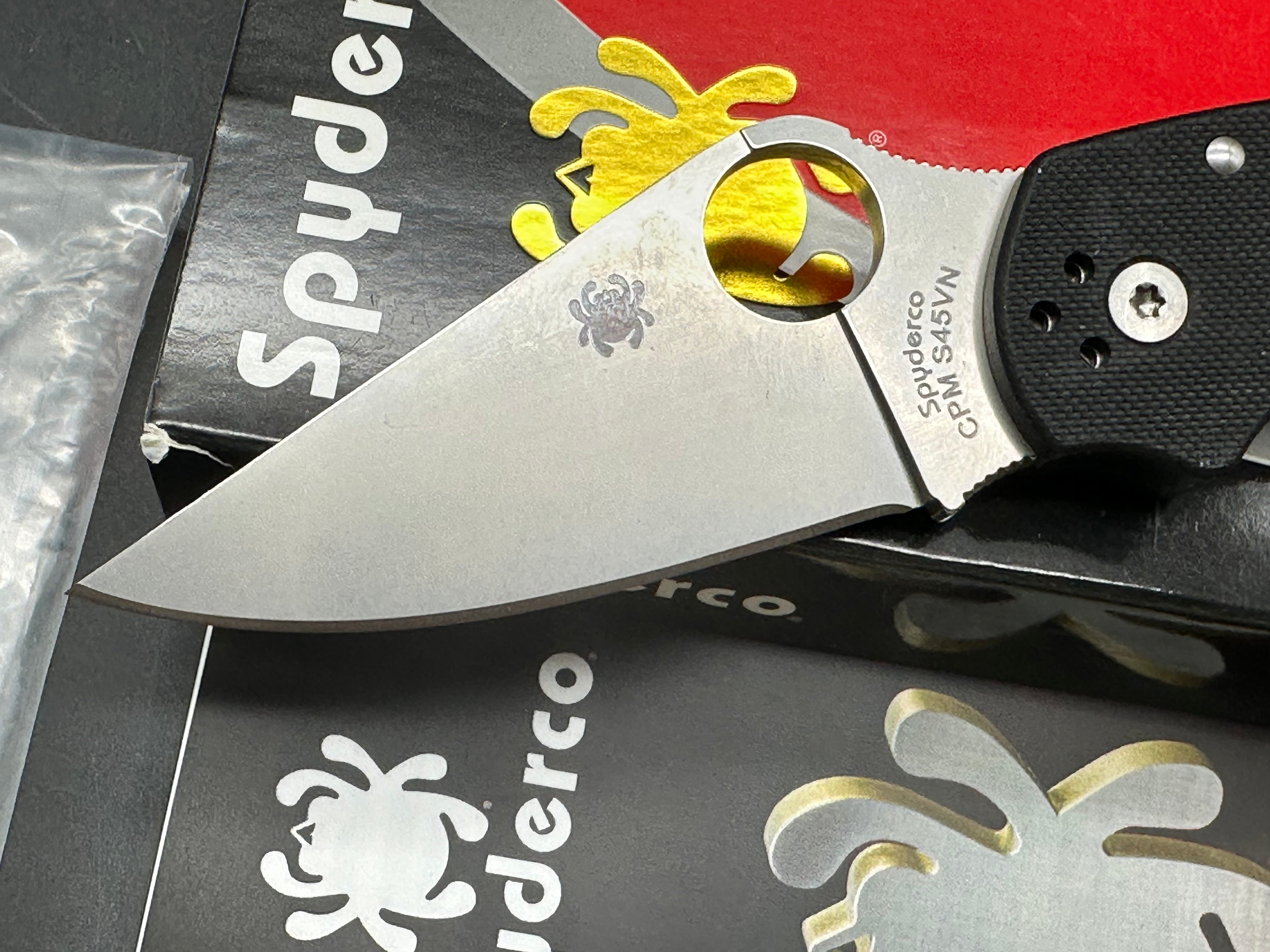 Spyderco Para 3, 2.93" CPM S45VN Stonewash Blade with Black G10 Scales