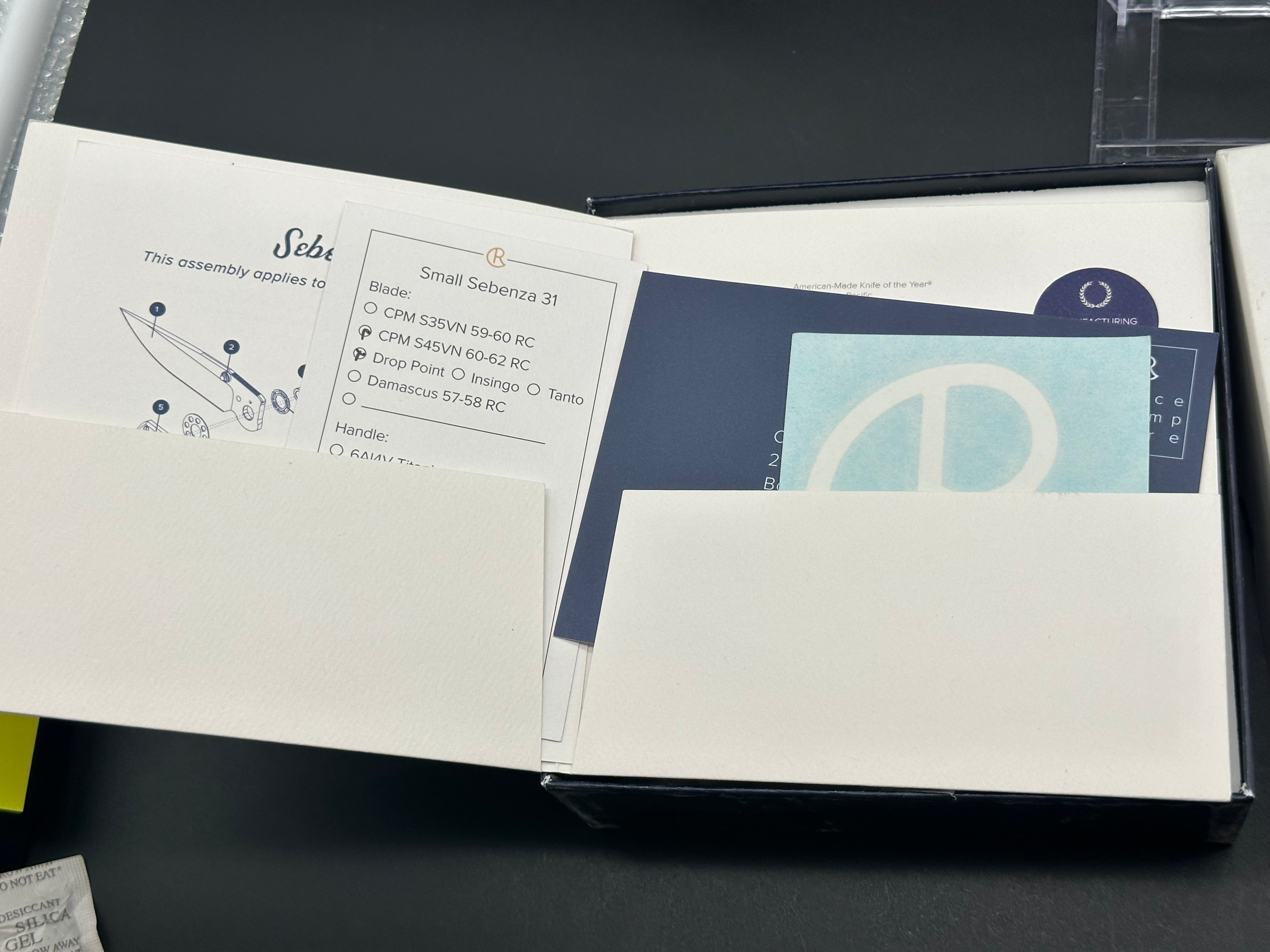 Chris Reeves CRK Small SEBENZA 31 BLACK CANVAS MICARTA DROP POINT