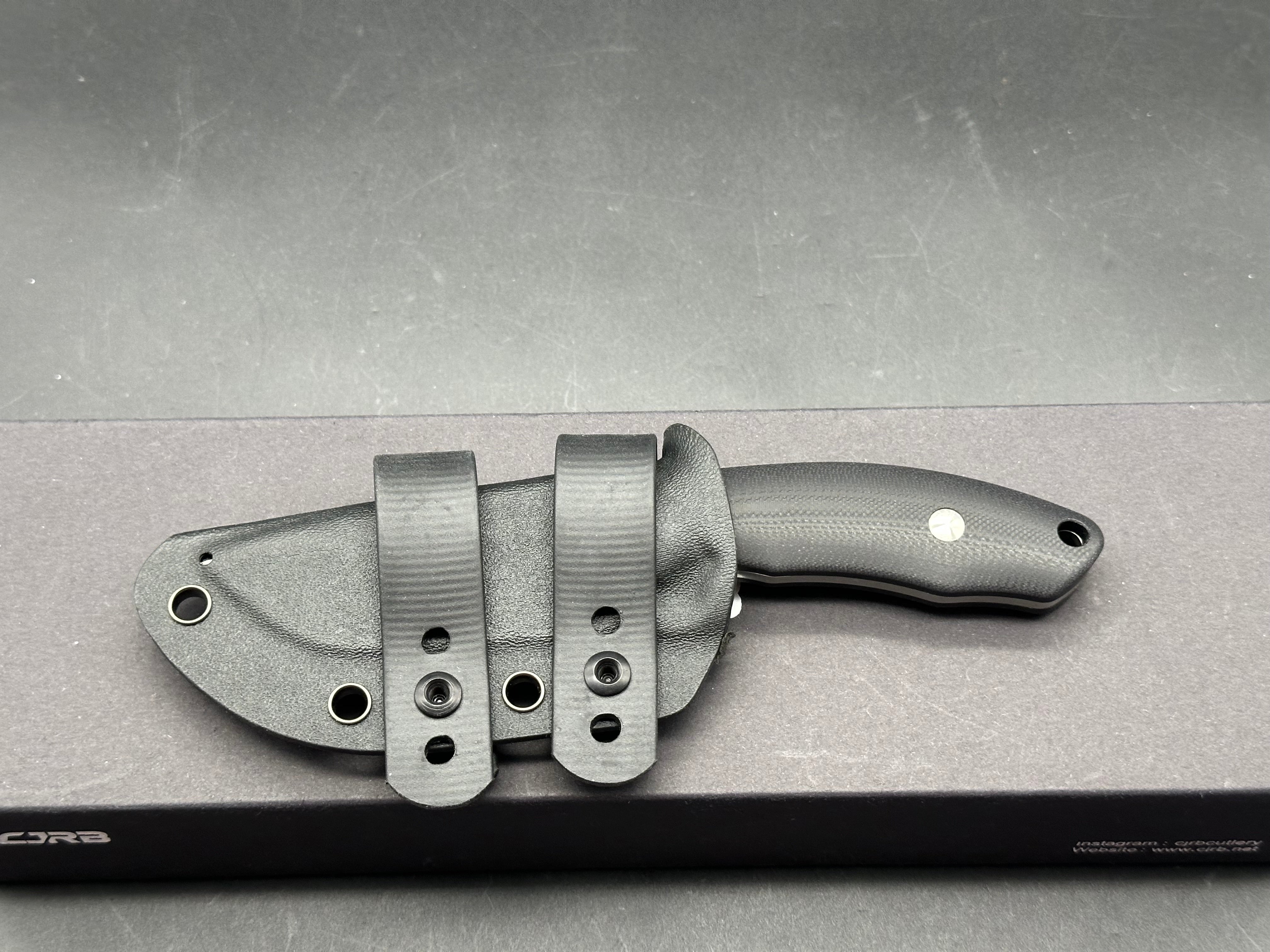 CJRB MUTT FIXED BLADE KNIFE BLACK G10 HANDLE DROP POINT PLAIN EDGE