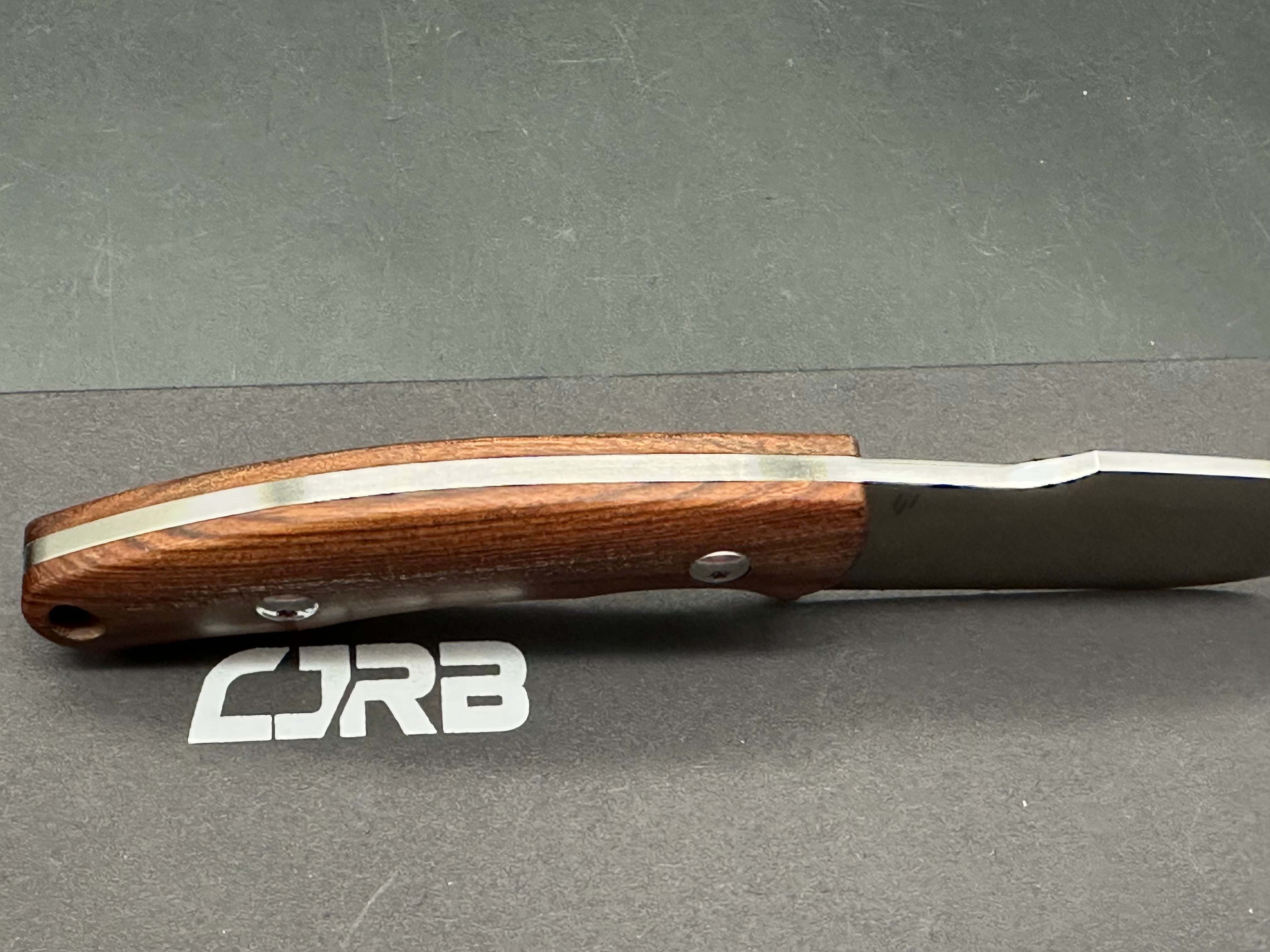 CJRB MUTT FIXED BLADE KNIFE BROWN WOOD HANDLE DROP POINT PLAIN EDGE