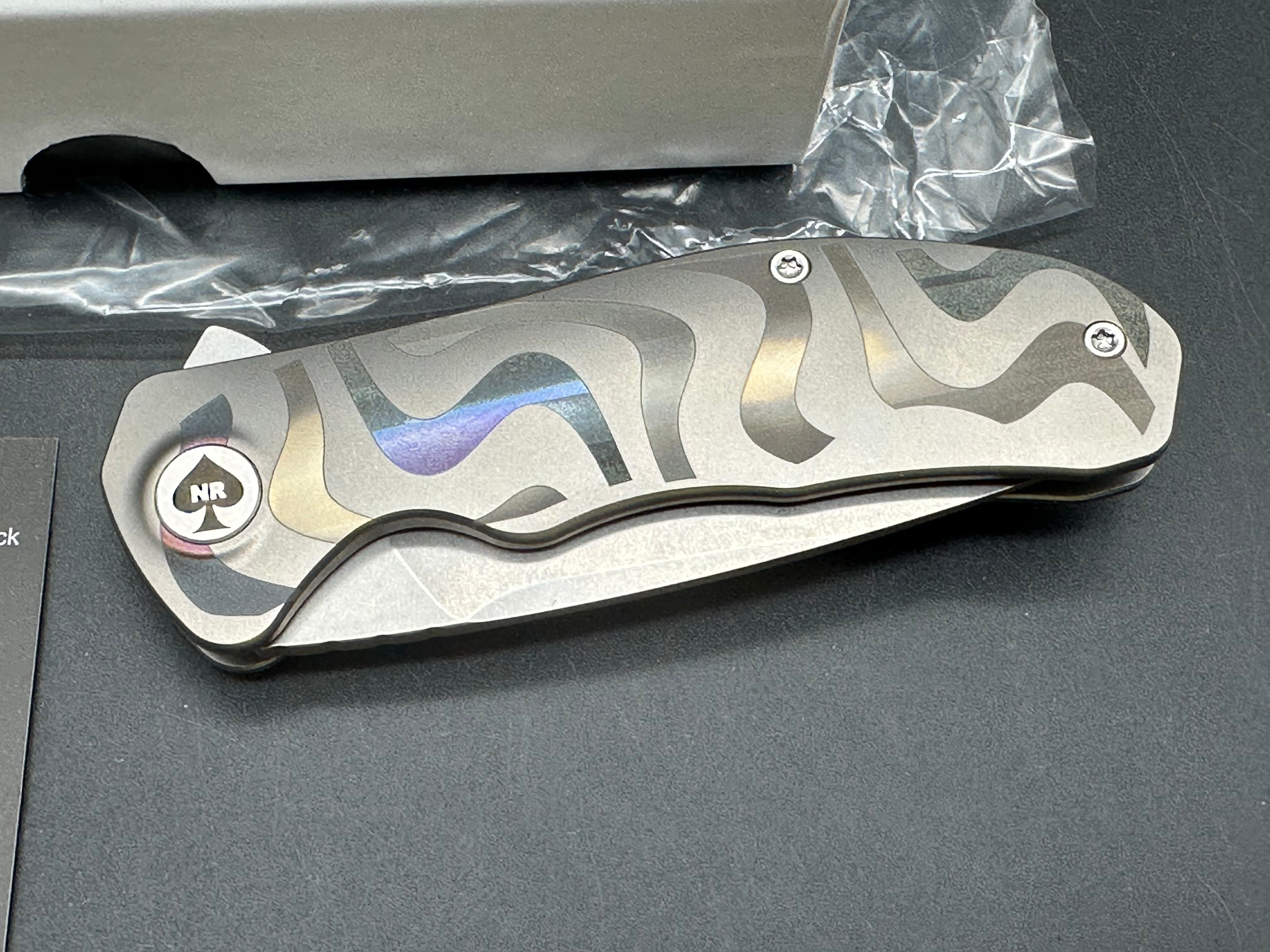 NRiggi Knives "JERSEY" Laser Engraved Titanium Scales w/CPM 20CV stonewash blade