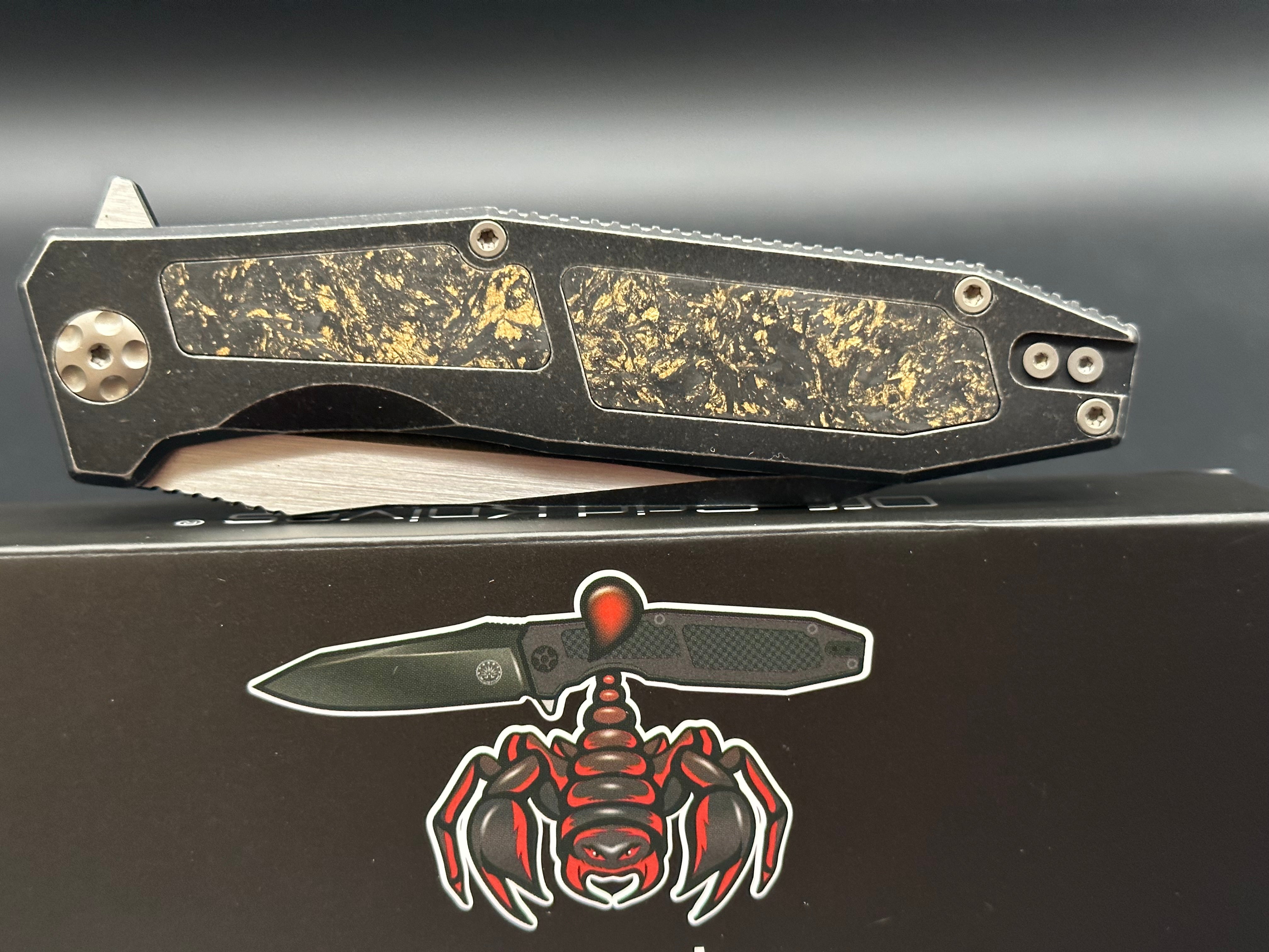 Off Grid Knives Elite Scorpion Matrix titanium w/carbon fiber copper inlay