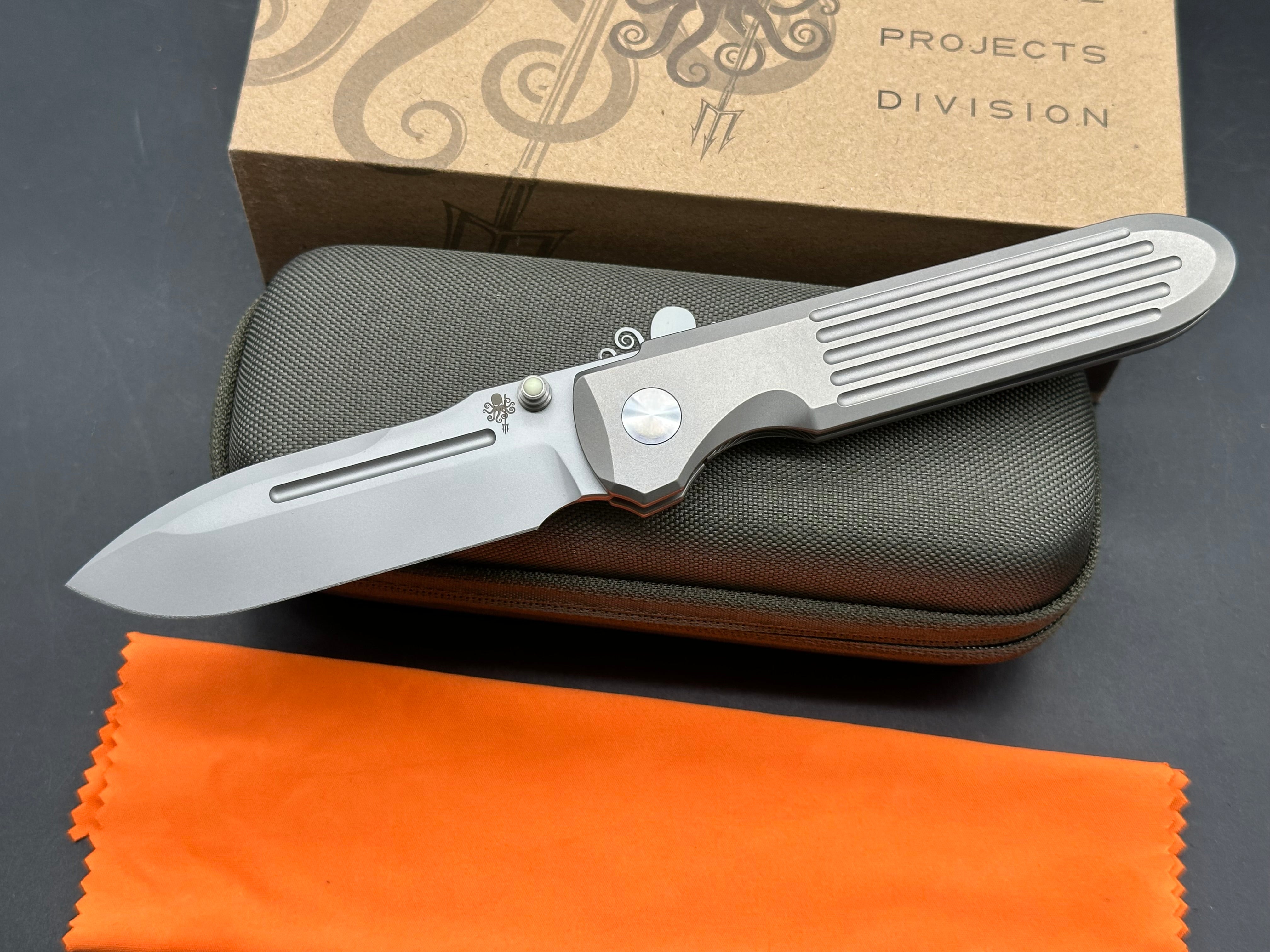 Prometheus Design Werx SPD Invictus-SP, 3.5" CPM MagnaCut Bead Blasted Blade with Bead Blasted Titanium Scales.