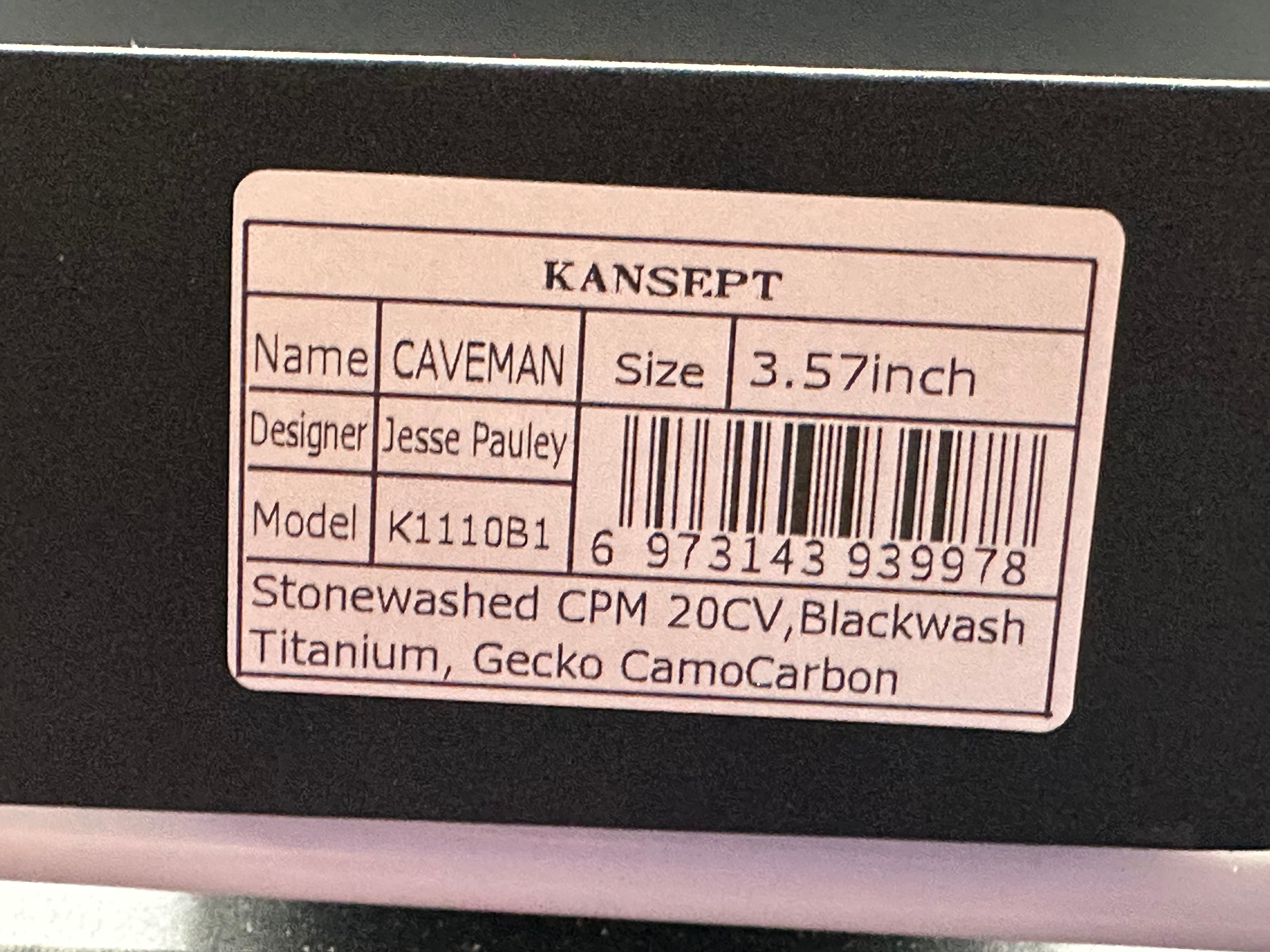 KANSEPT CAVEMAN BLACKWASH TITANIUM/GECKO CAMOCARBON HANDLE 20CV PLAIN EDGE