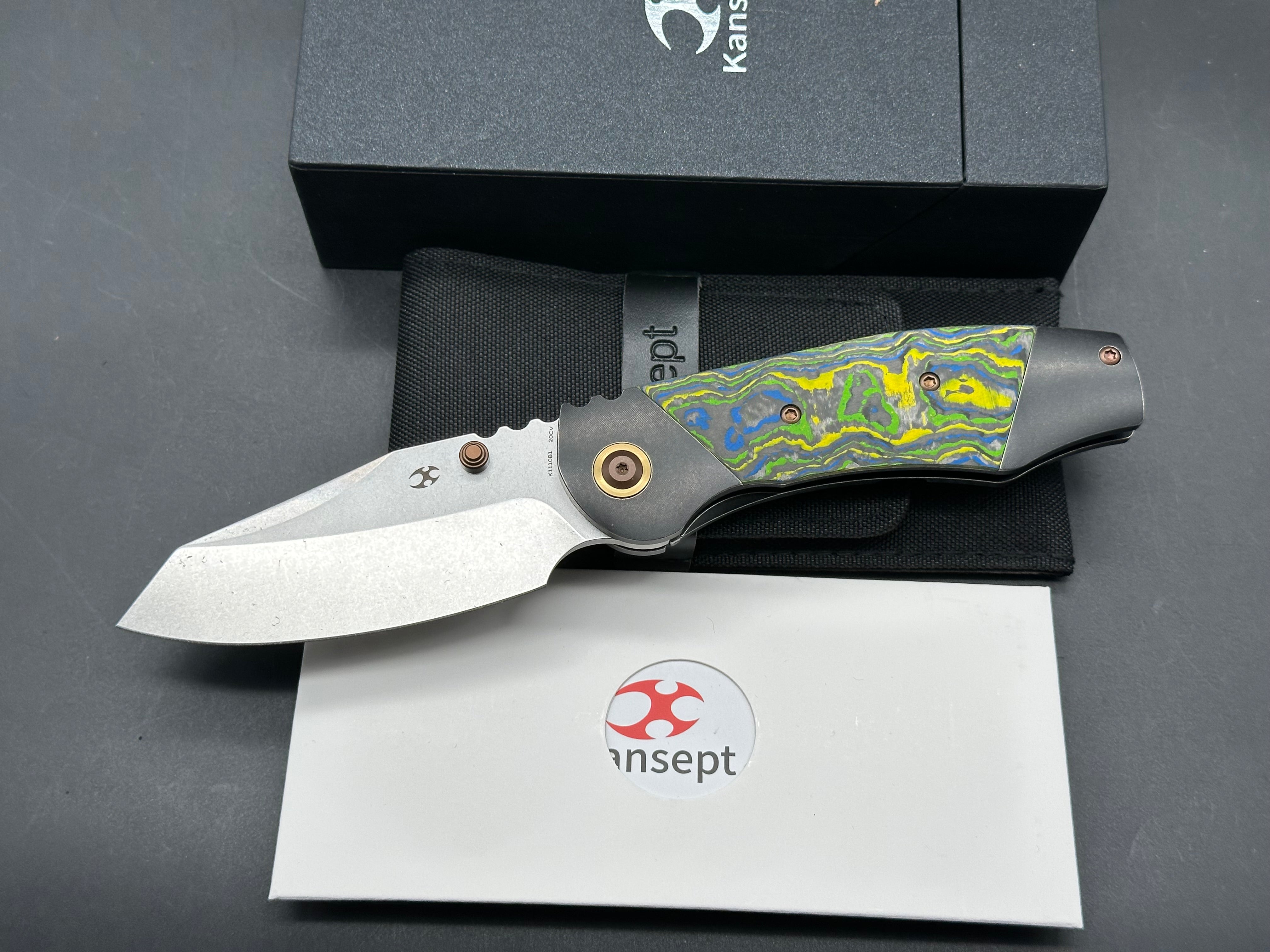 KANSEPT CAVEMAN BLACKWASH TITANIUM/GECKO CAMOCARBON HANDLE 20CV PLAIN EDGE