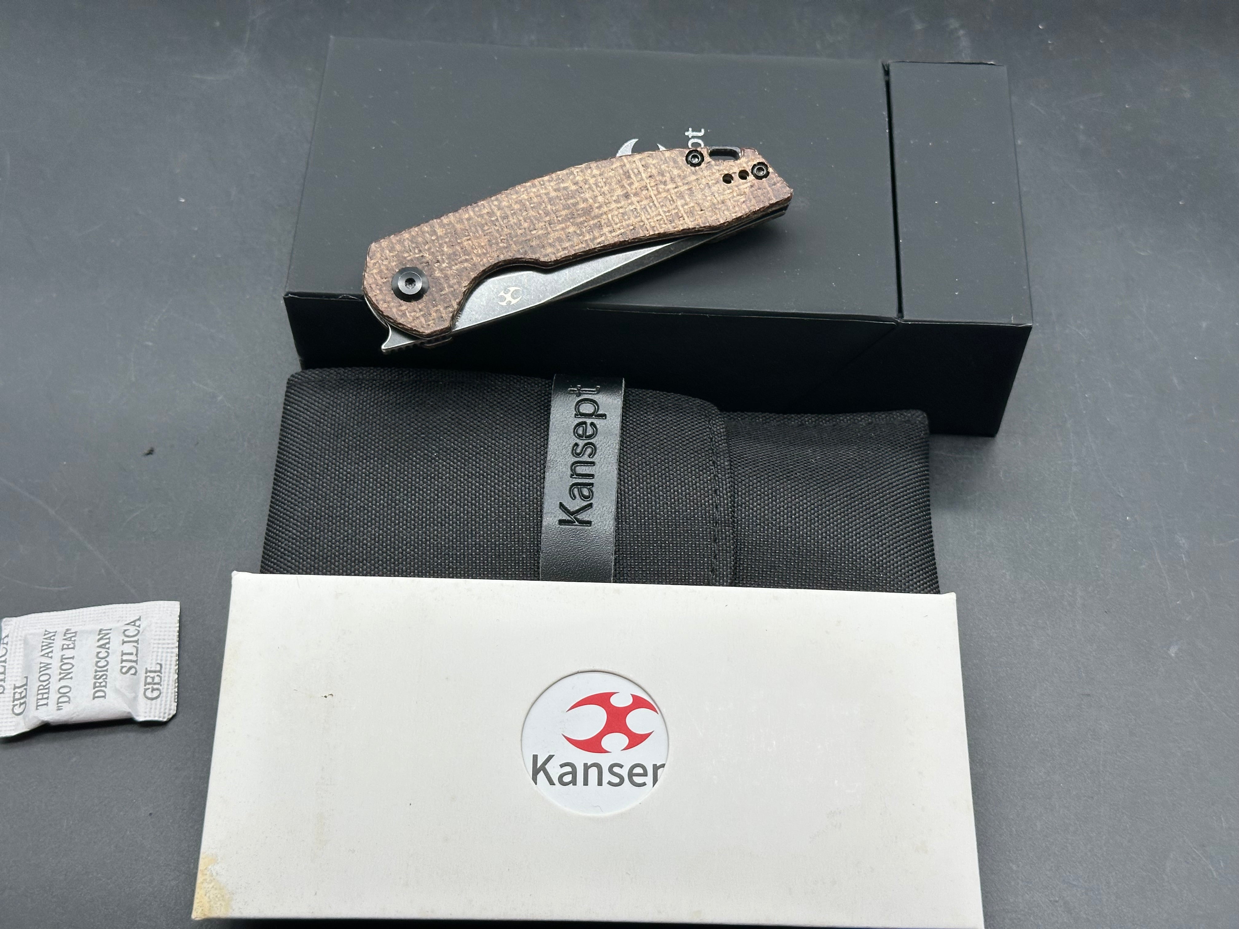 KANSEPT MINI ACCIPITER BROWN MICARTA HANDLE(2.9"154CM BLADE)