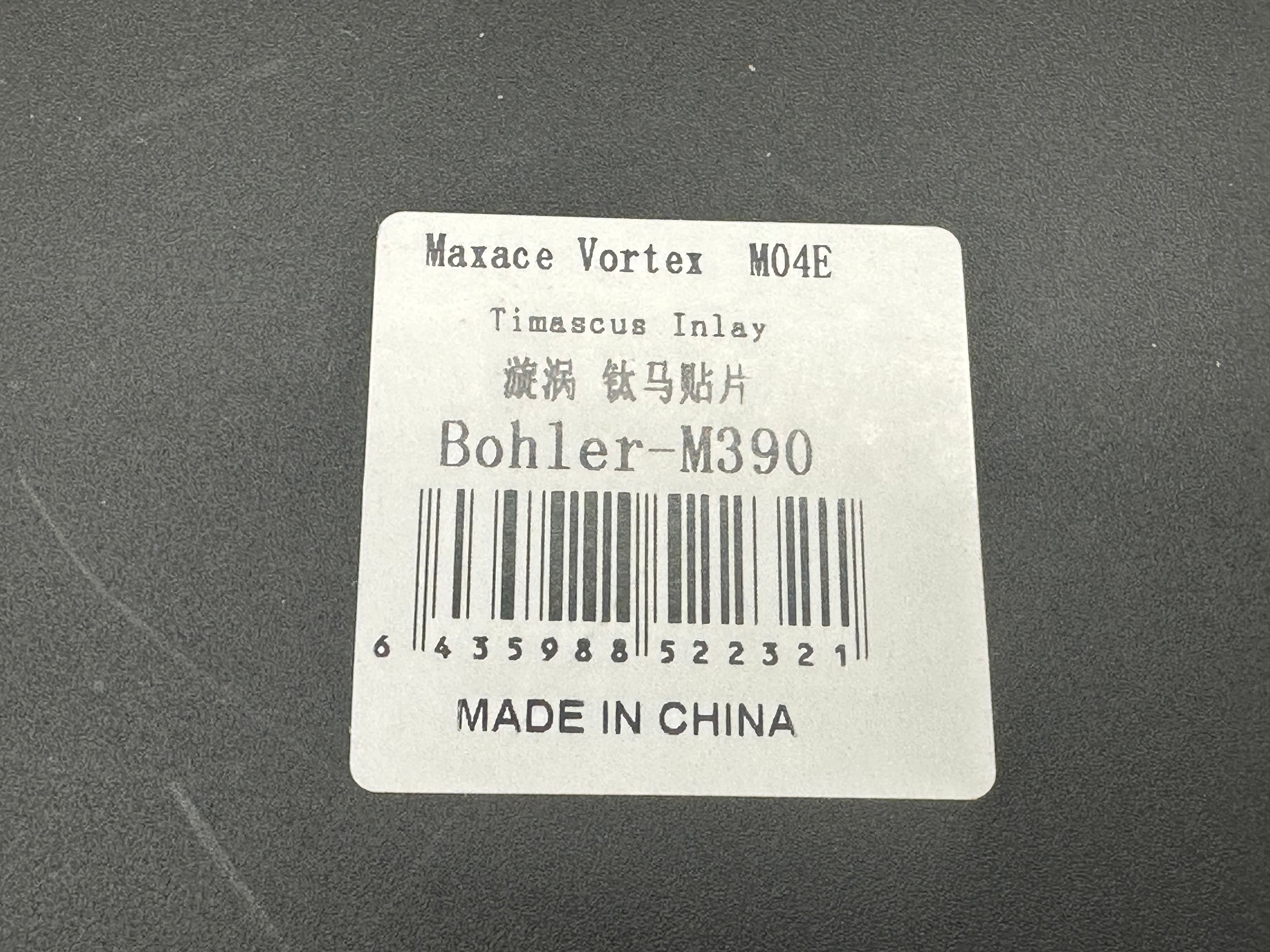 Maxace Vortex mirror polished M390 blade and Timascus inlay handle