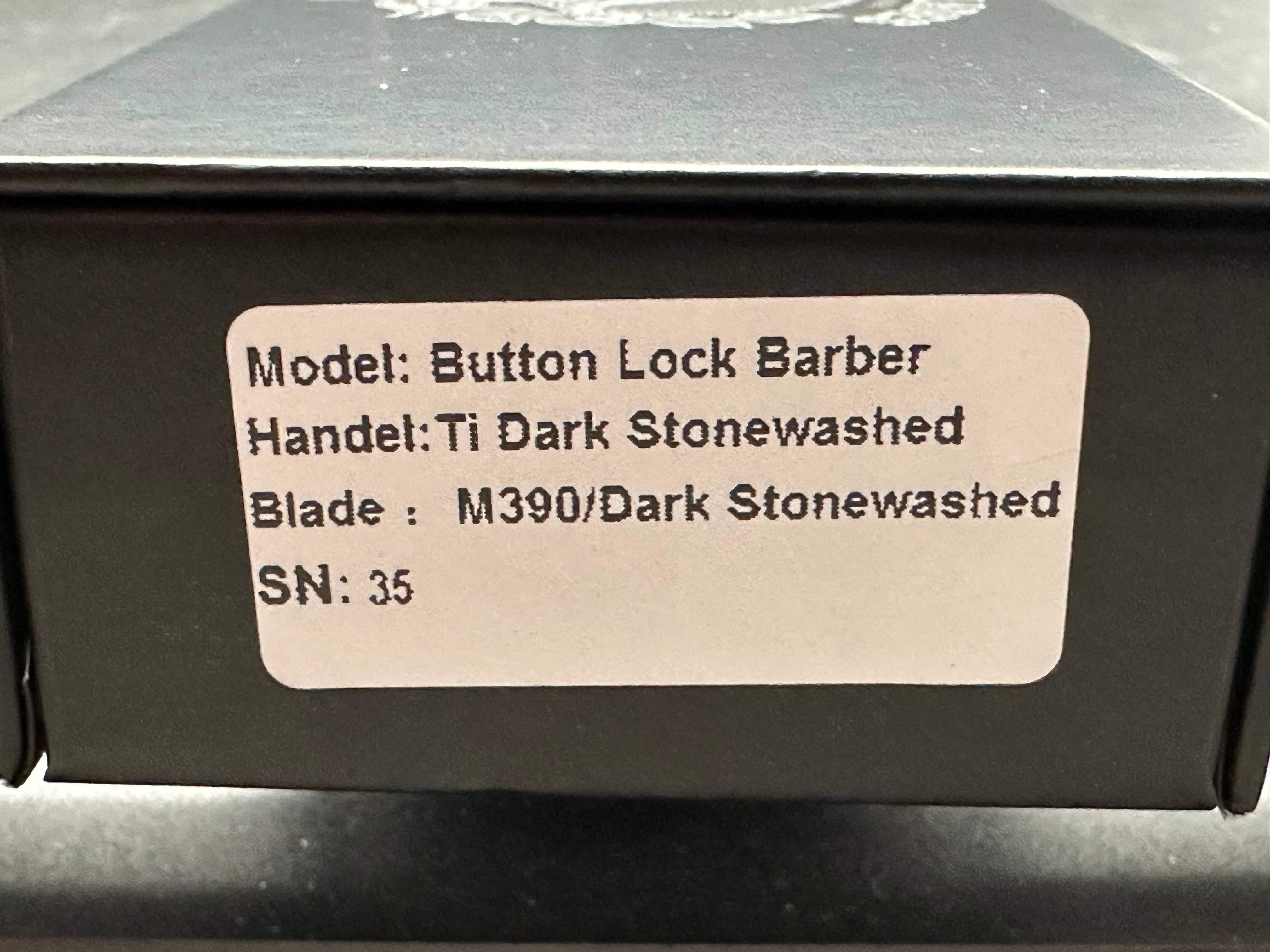Berg Button Lock Barber Handel Ti Dark Stonewashed Blade: M390/Dark Stonewashed