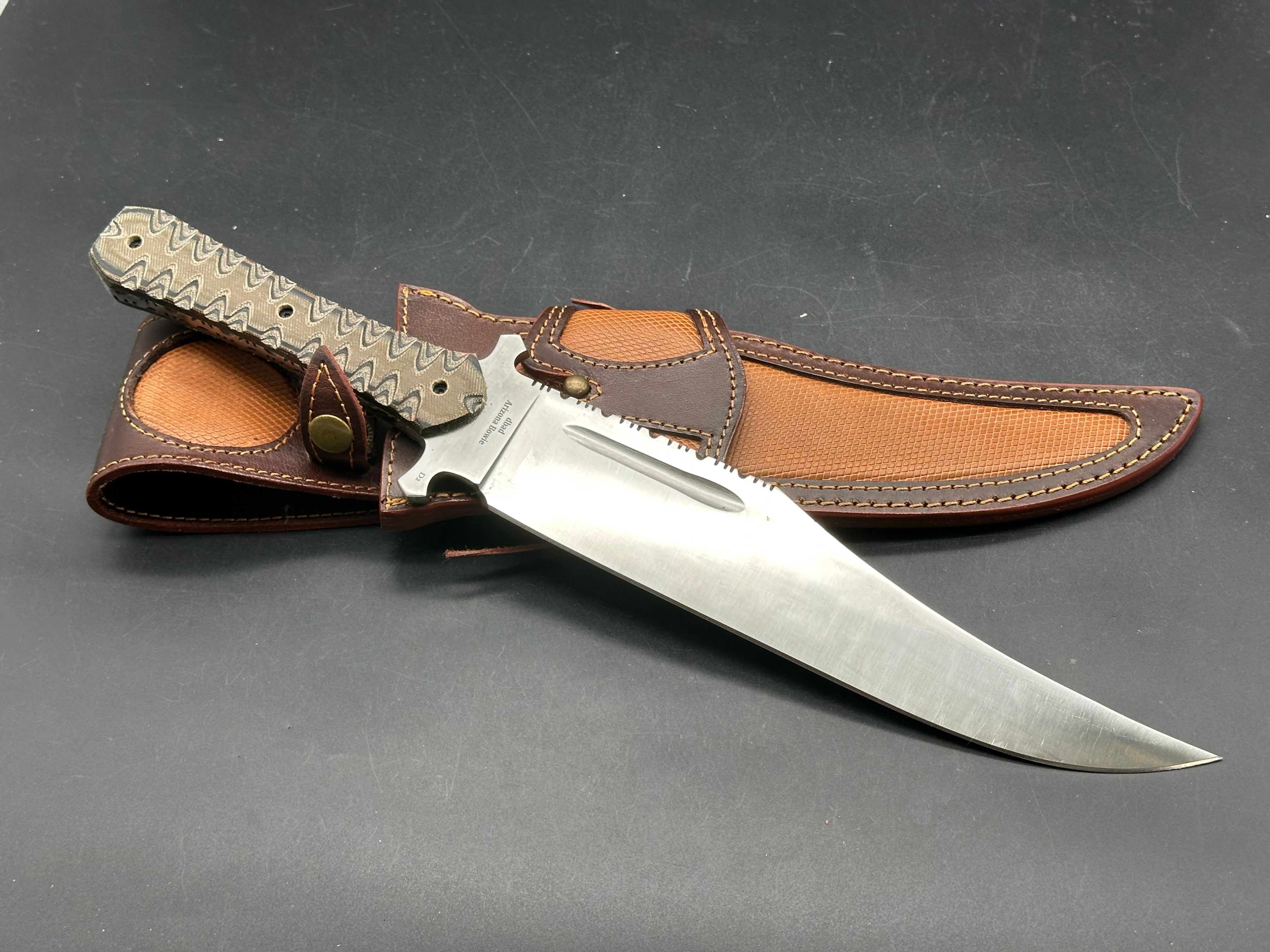 DBAD Arizona Bowie Dbad/Croco knives collaboration Full Tang Blade D2 Steel
