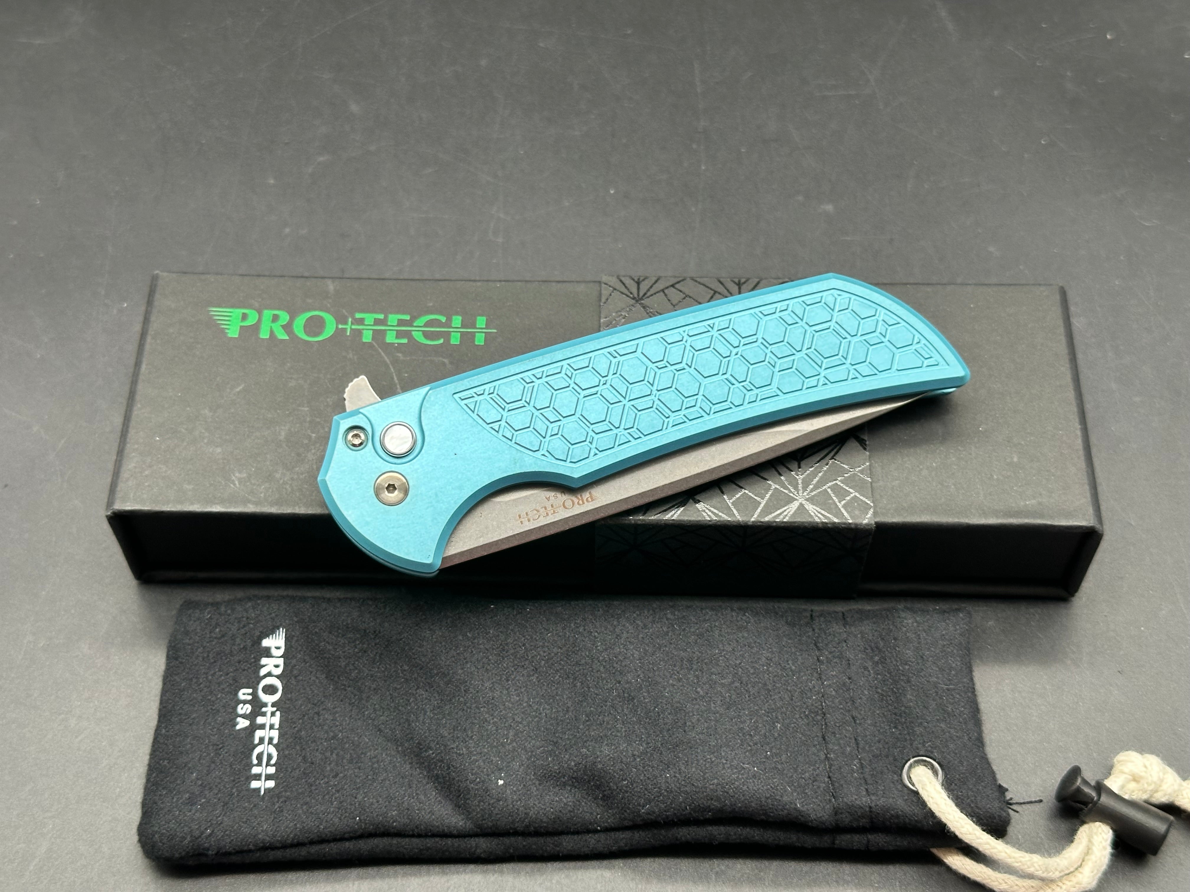 Pro-Tech Mordax MagnaCut Button Lock Knife Gridlock Tiffany Blue Aluminum (3.5" SW)