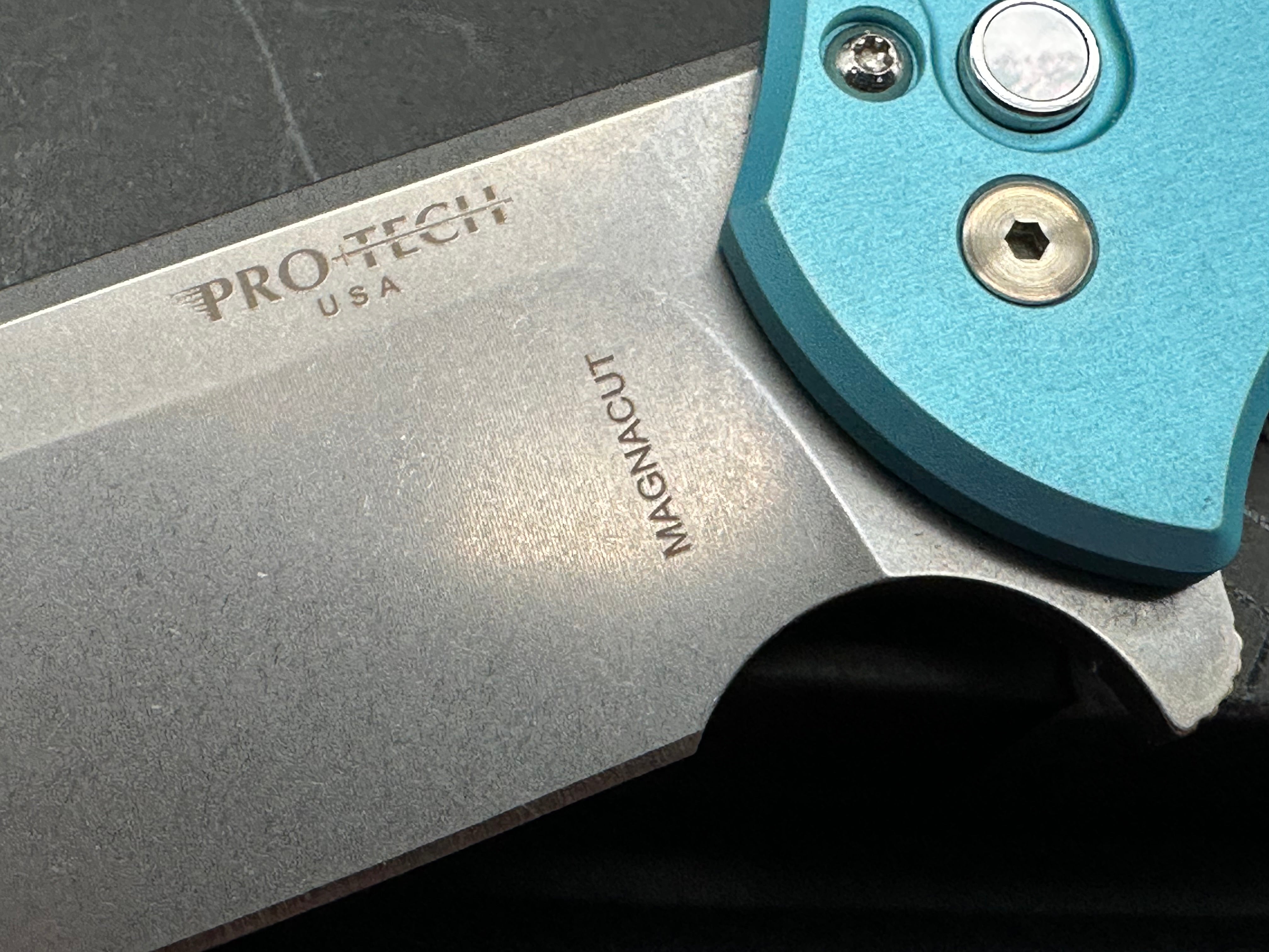 Pro-Tech Mordax MagnaCut Button Lock Knife Gridlock Tiffany Blue Aluminum (3.5" SW)