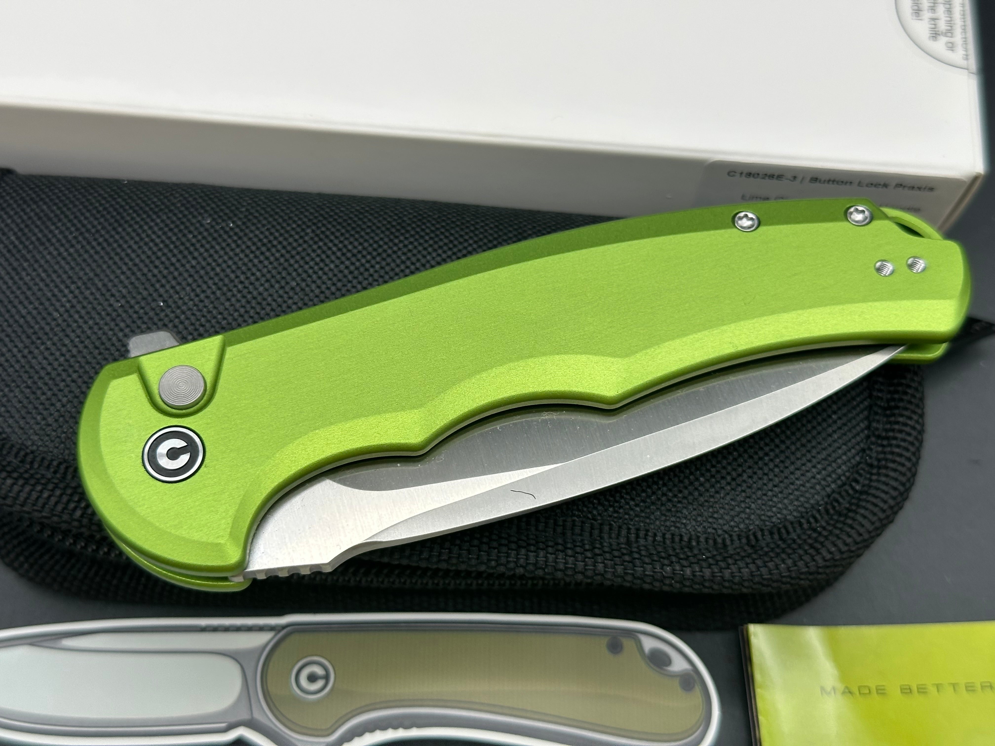 CIVIVI Praxis Flipper Button Lock Knife Green Aluminum (3.7" Satin)