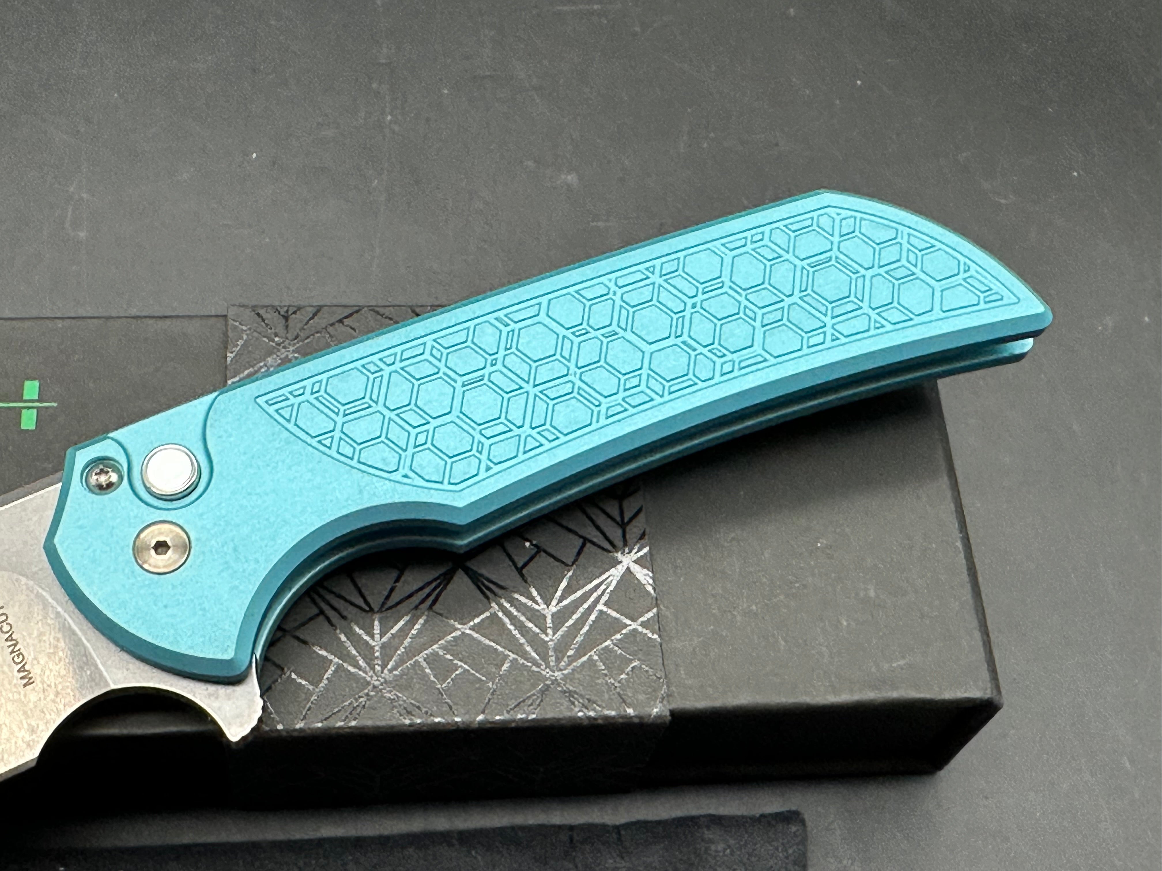 Pro-Tech Mordax MagnaCut Button Lock Knife Gridlock Tiffany Blue Aluminum (3.5" SW)