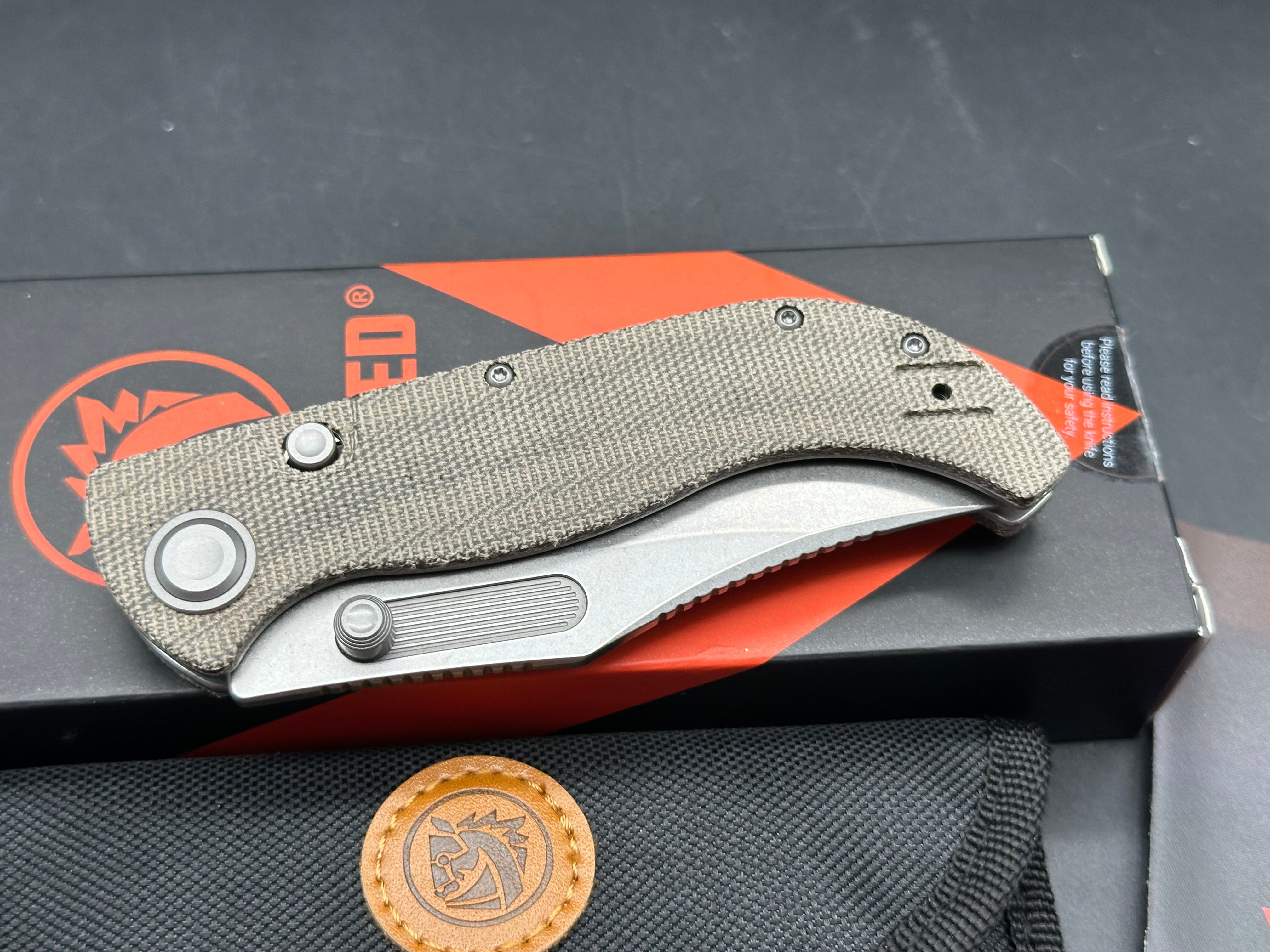Vosteed Naga 3.47" CPM S35VN Stonewash Blade with Green Micarta Scales