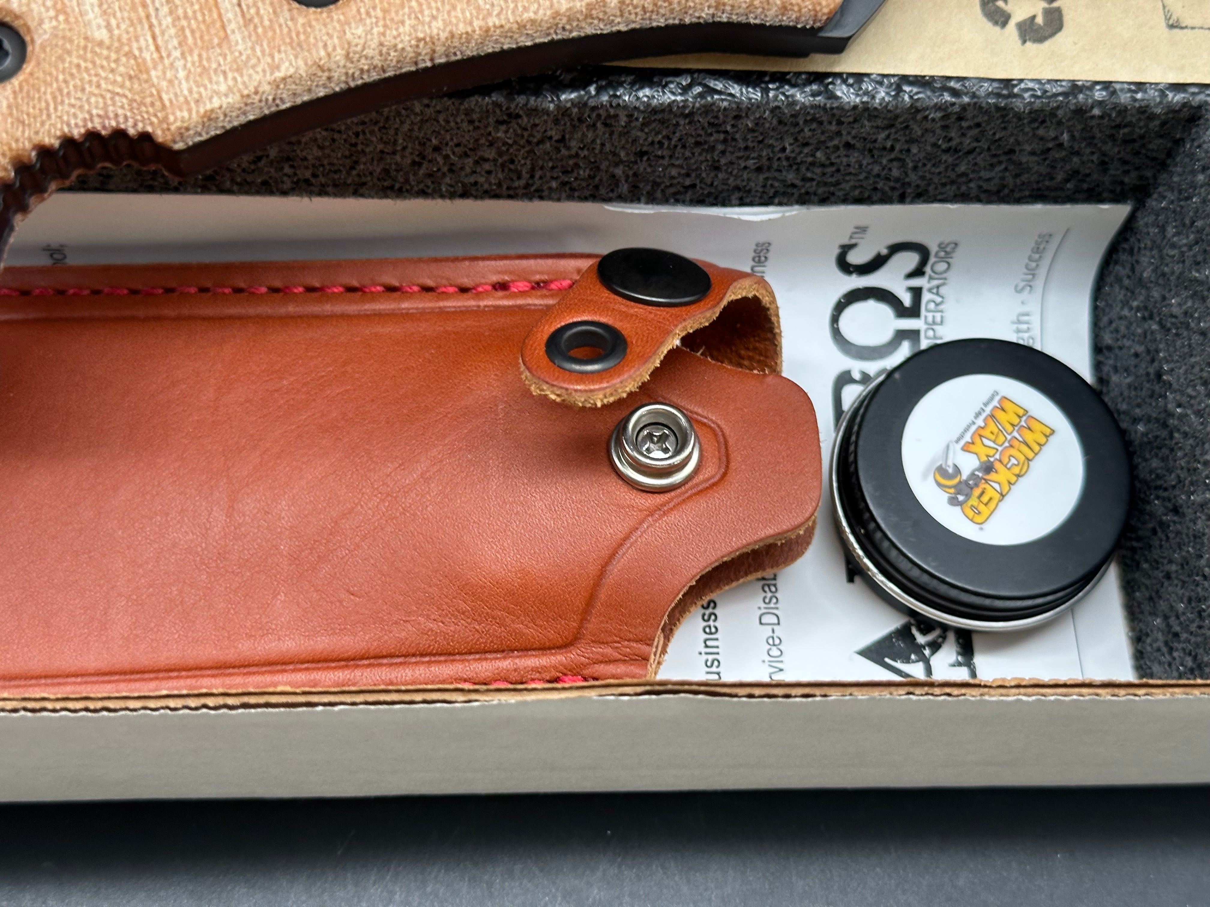 FOBOS Knives Cacula Fixed Blade Knife 4.31" CPM-S35VN Black PVD Drop Point, Natural Micarta w/ Black Liners